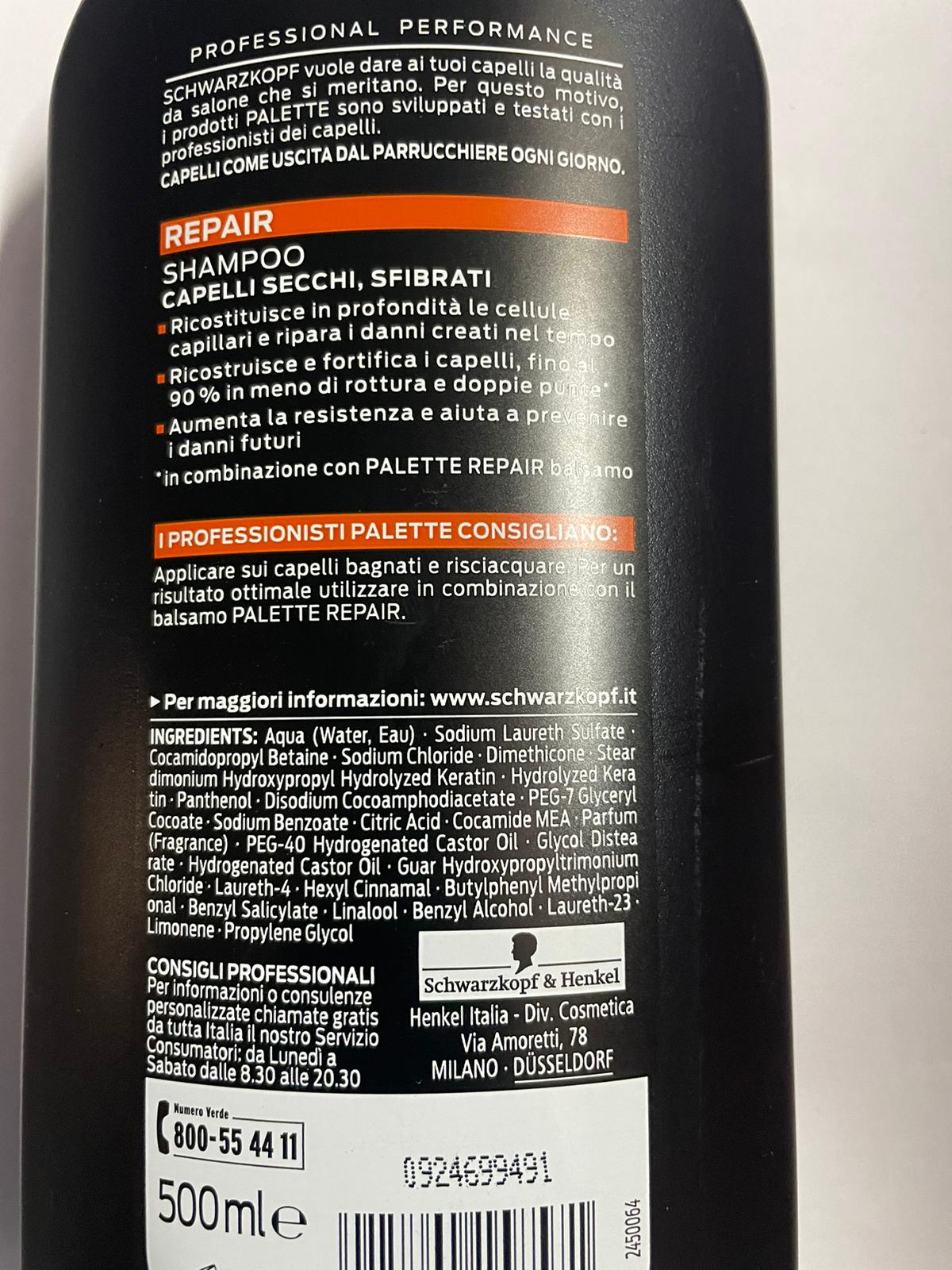 Official image of Shampoo ; Schwarzkopf ; Palette Care Shampoo Repair published by OECD 3
