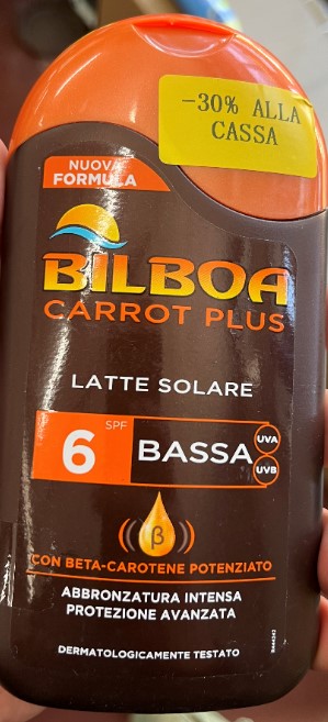 Official image of Sun cream ; BILBOA ; Carrot Plus latte solare protezione 6 bassa published by OECD 4