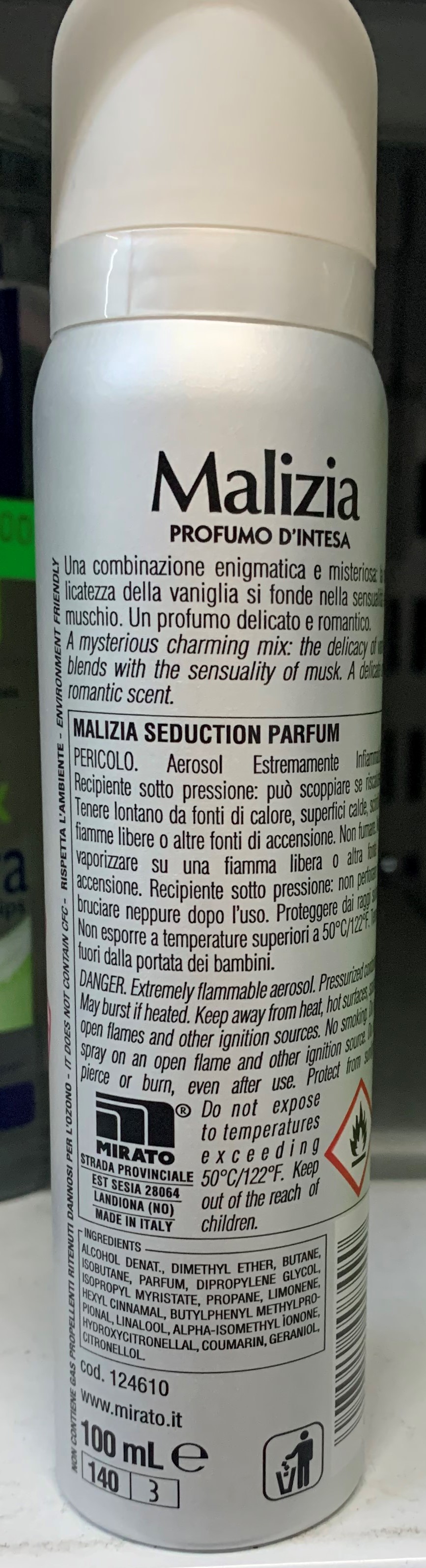 Official image of Deodorant spray ; Malizia ; Malizia Musk published by OECD 2