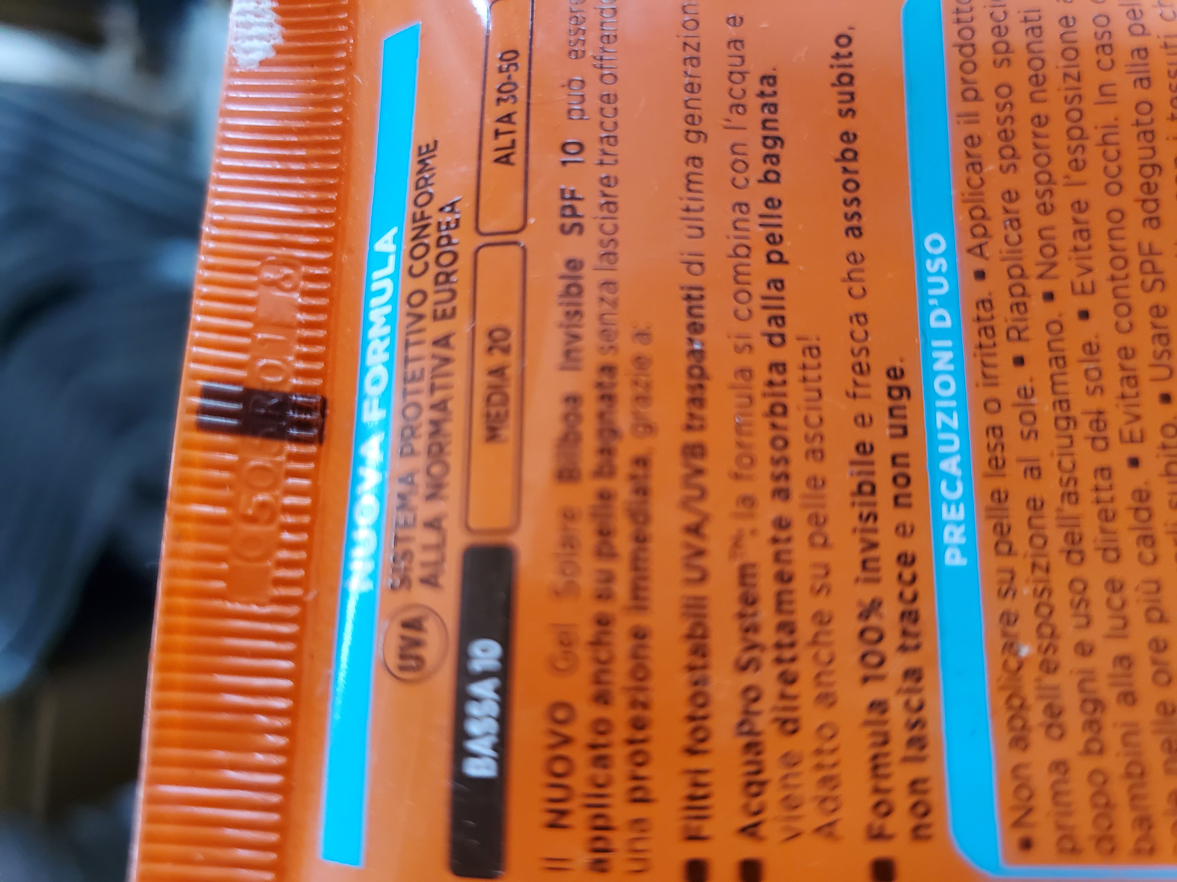 Official image of Sunscreen gel ; BILBOA ; Invisible Gel solare published by OECD 5