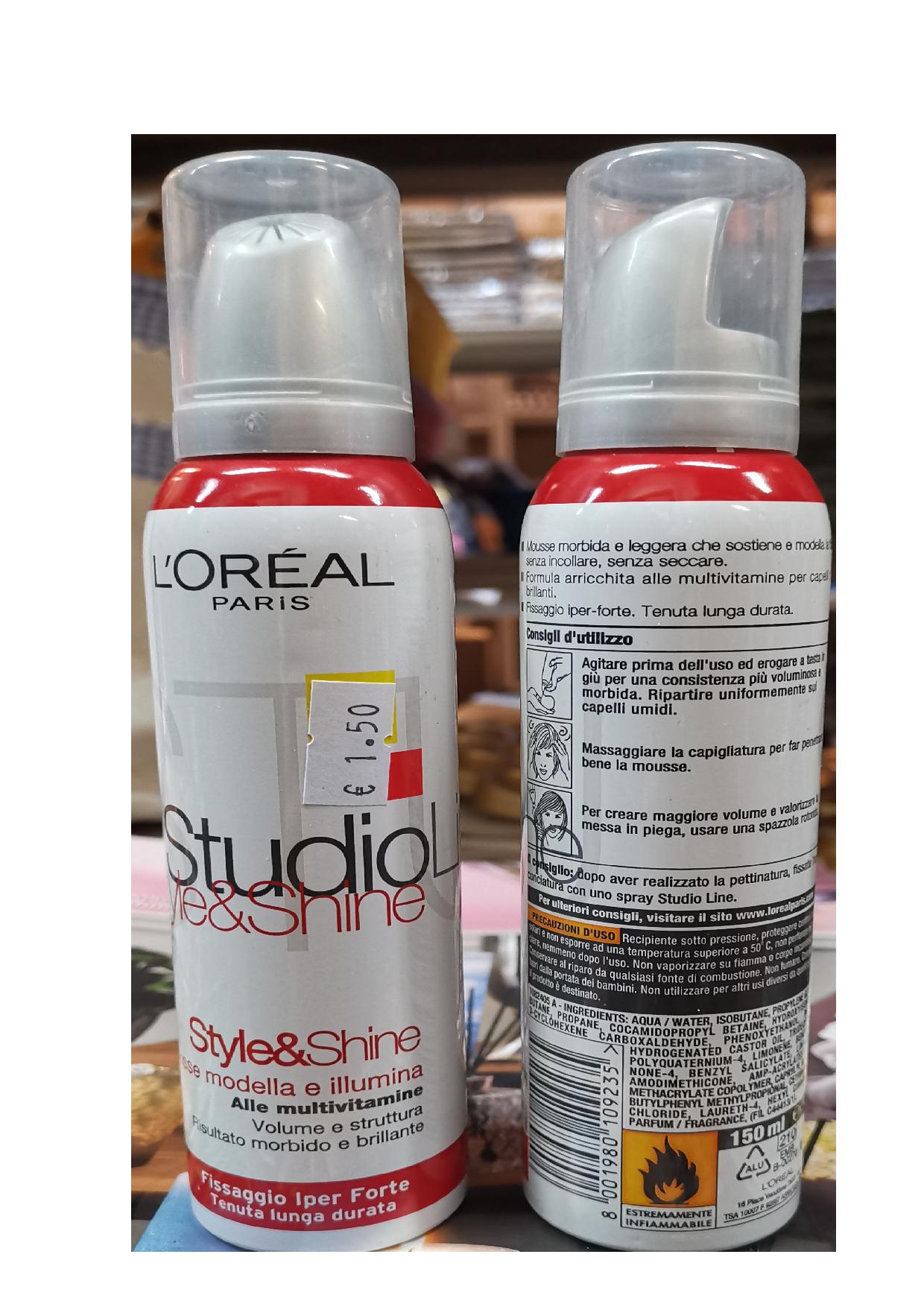 Official image of Hair mousse ; L'OREAL PARIS ; Studio Line - Style&Shine published by OECD