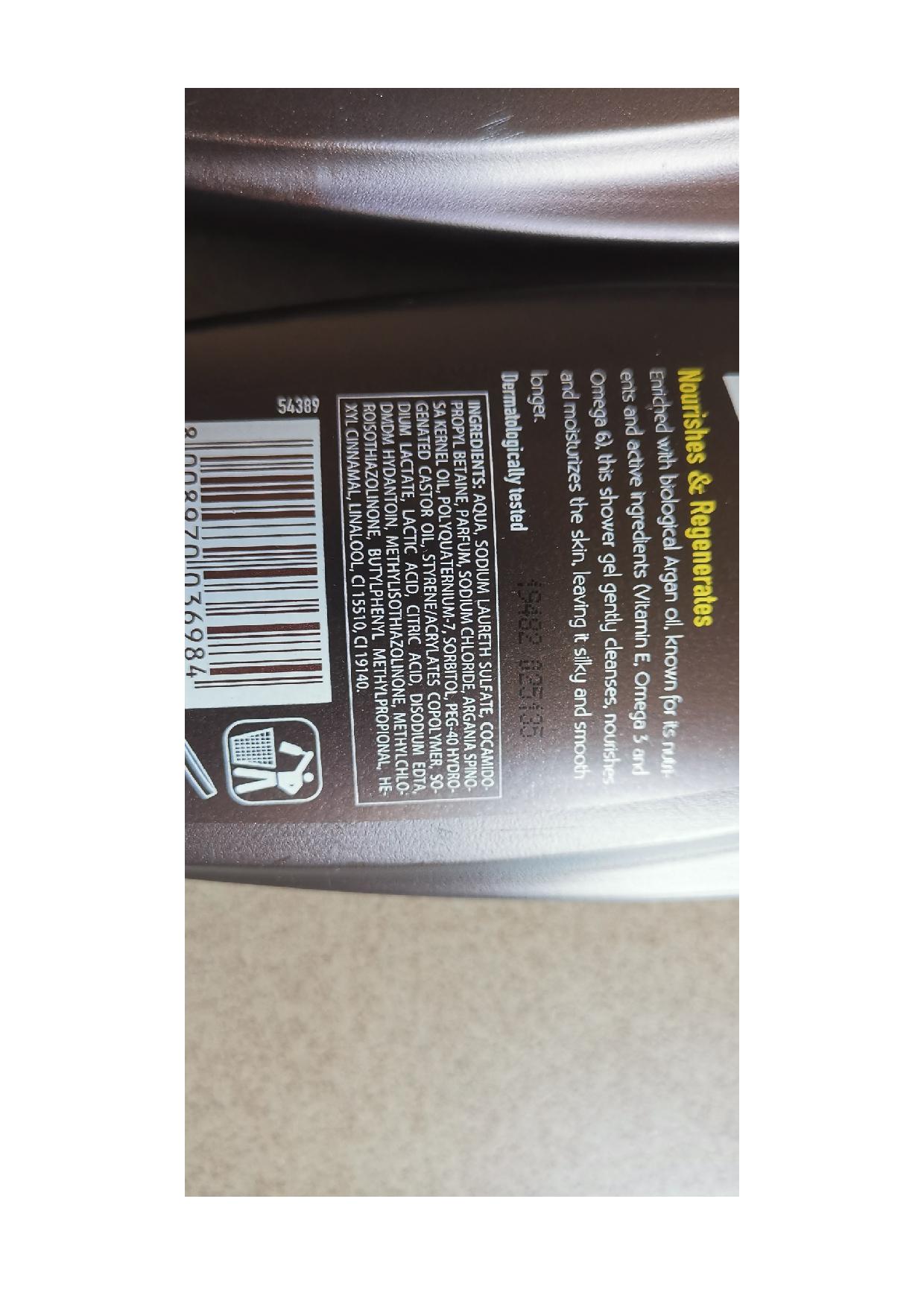 Official image of Shower foam ; Vidal ; Vidal Argan Oil published by OECD 2