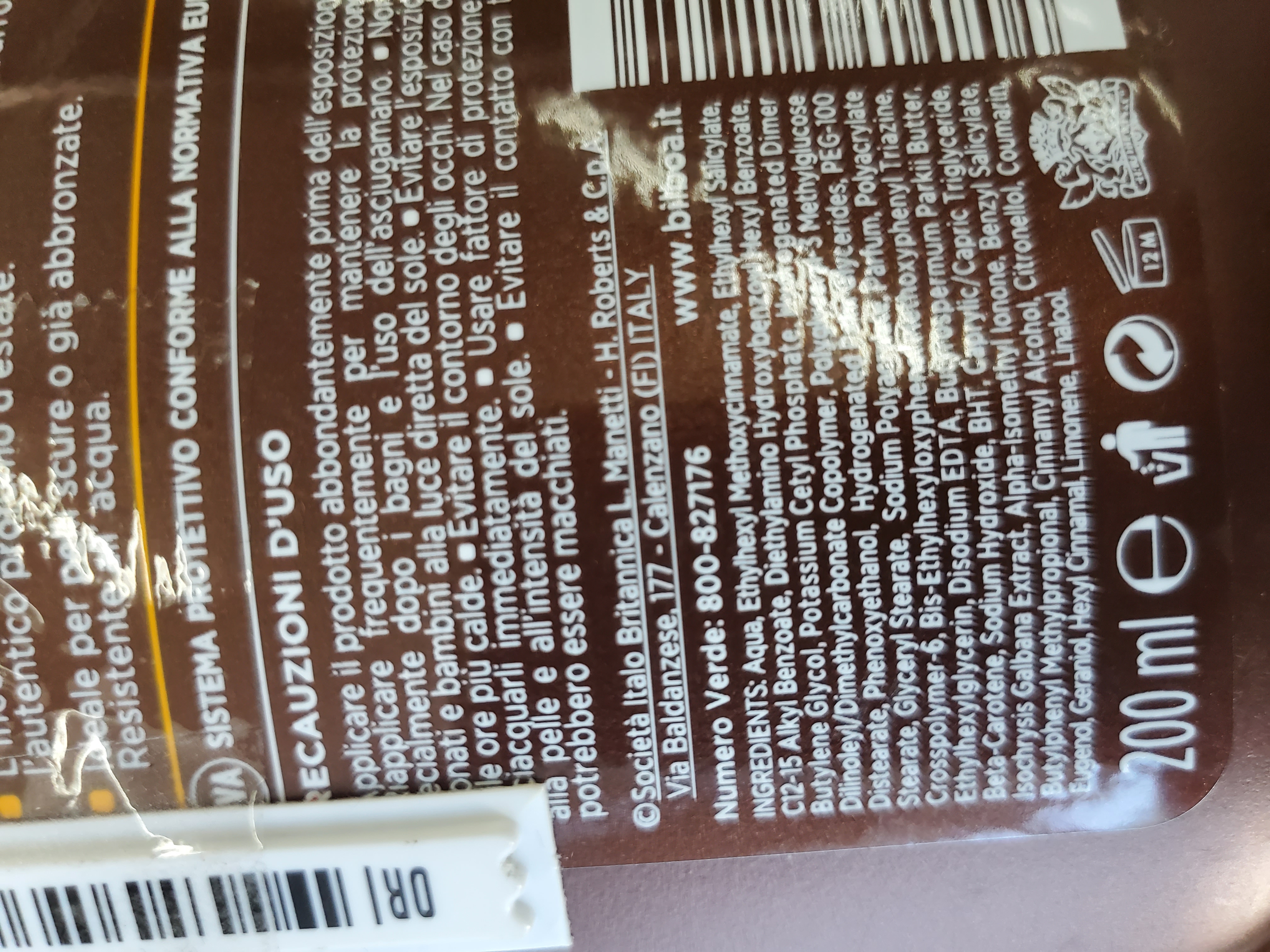 Official image of Sunscreen ; BILBOA ; Carrot Plus Latte solare protezione 20 media published by OECD 2