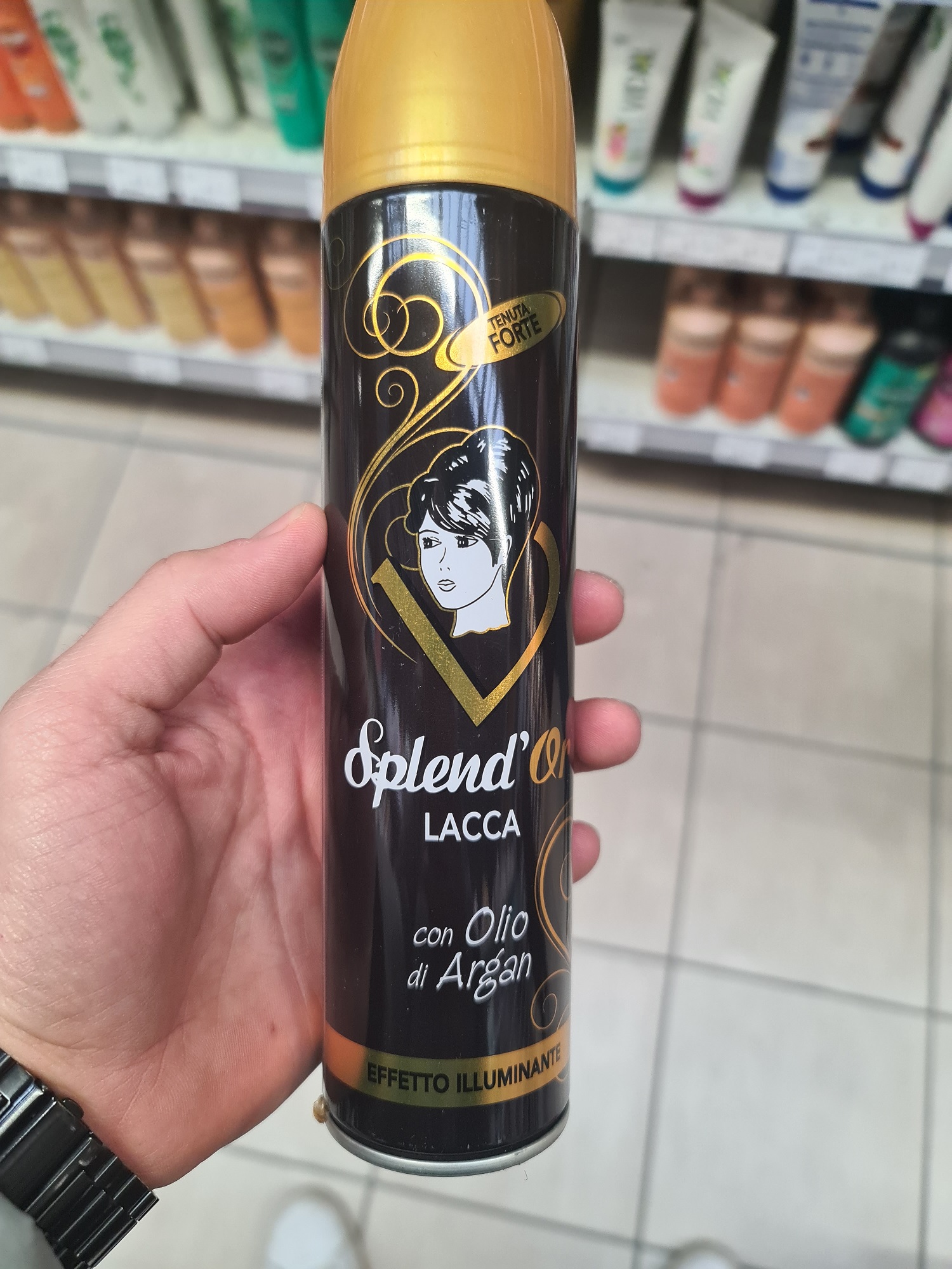 Official image of Hairspray ; Splend'or ; Argan oil hairspray - Shiny effect - Strong hold published by OECD