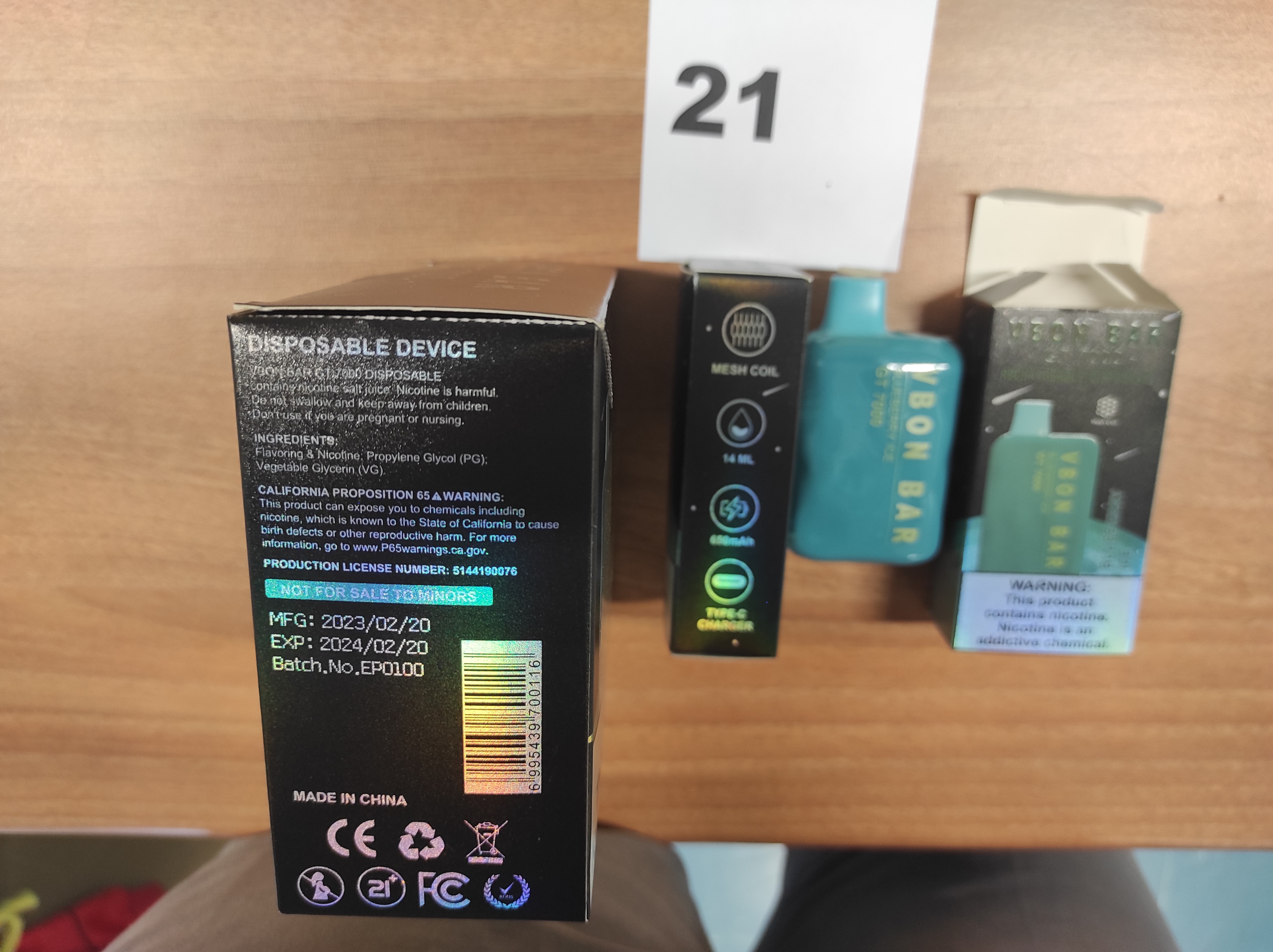 Official image of Disposable electronic cigarette ; VBON BAR ; Blueberry Ice published by OECD