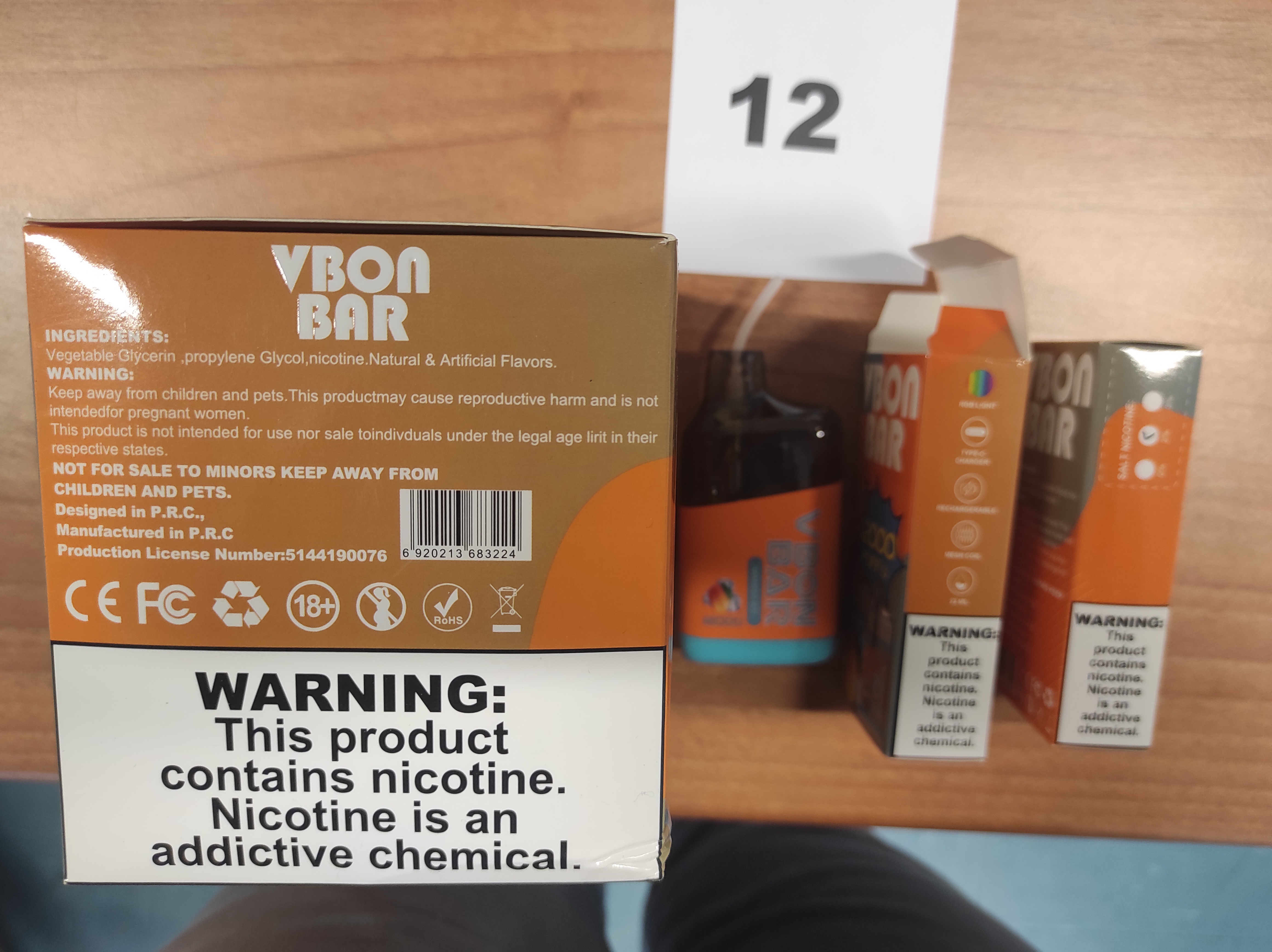 Official image of Disposable electronic cigarette ; VBON BAR ; Mango Ice published by OECD