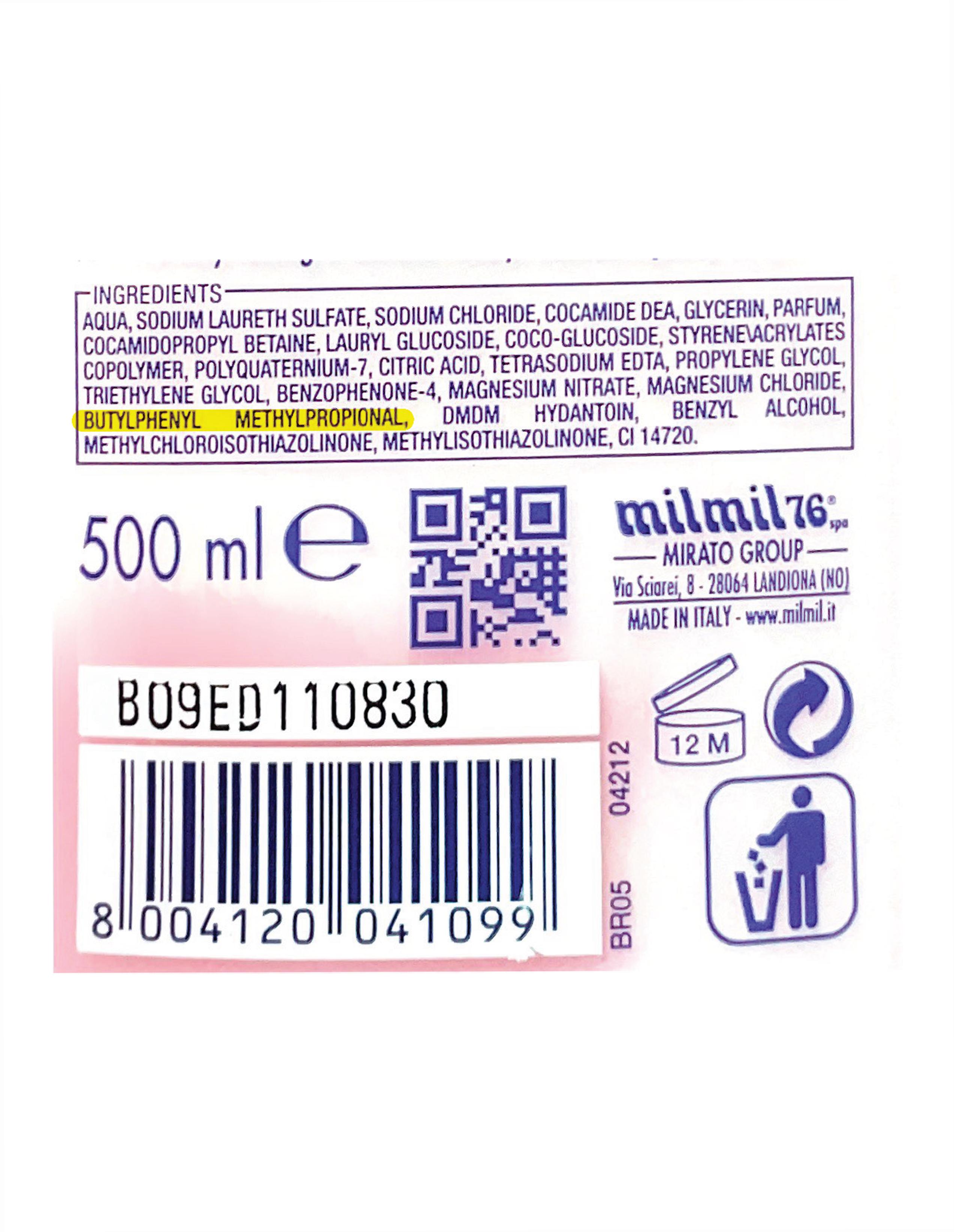 Official image of Liquid soap ; MilMil ; Sapone liquido idratante mora & muschio published by OECD 2