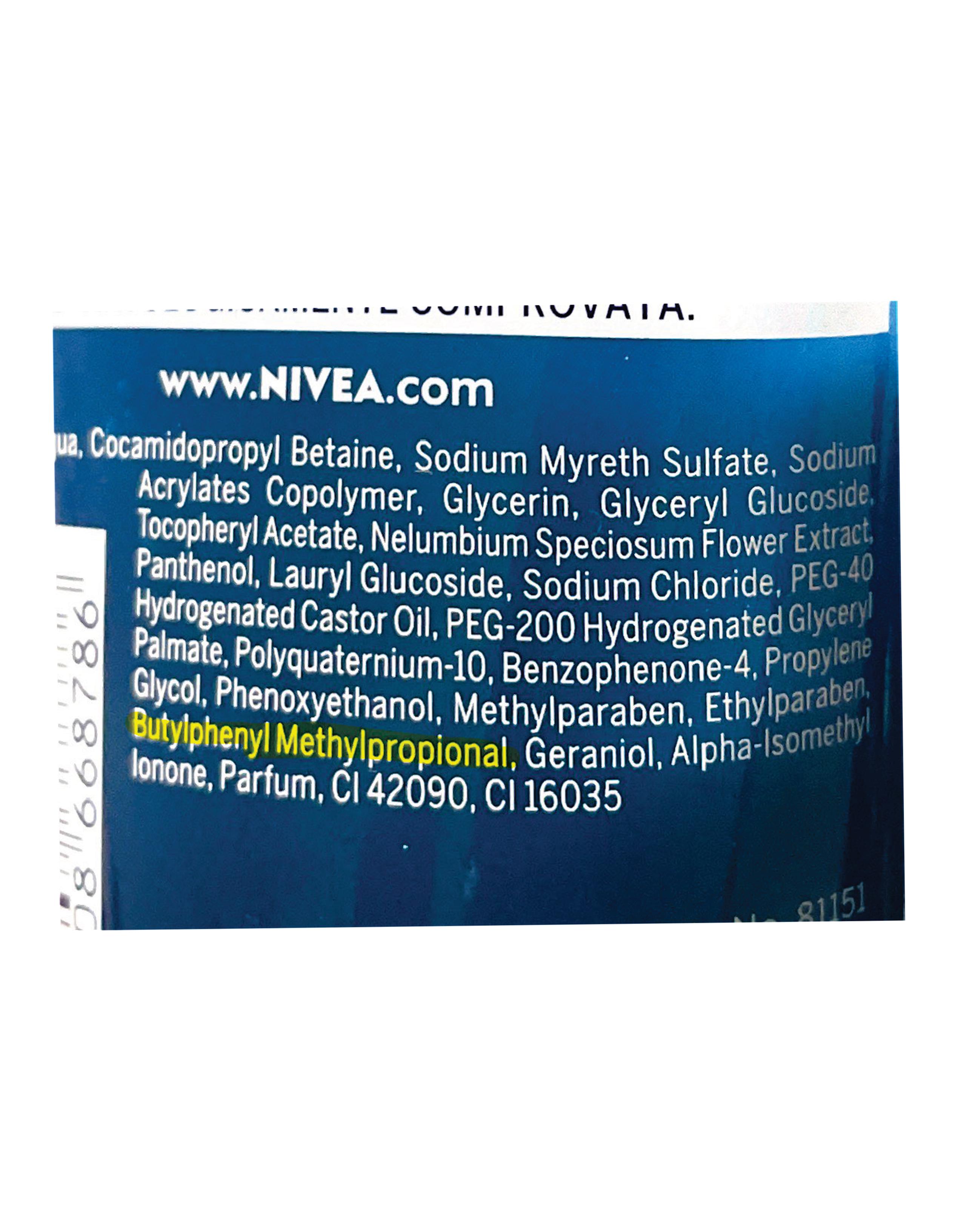 Official image of Skin cleansing gel ; Nivea ; Gel detergente rinfrescante published by OECD 3