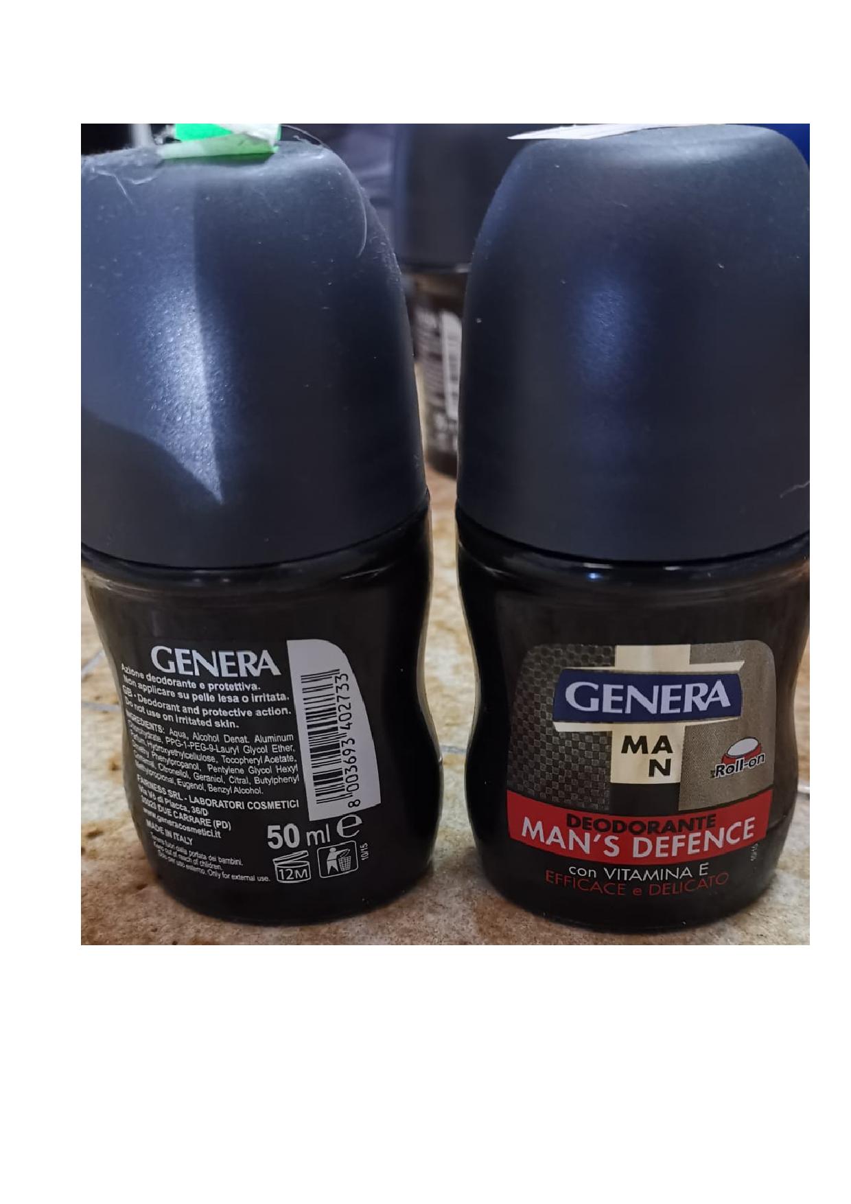 Official image of Roll-on deodorant ; GENERA ; Deodorante Man's Defence published by OECD