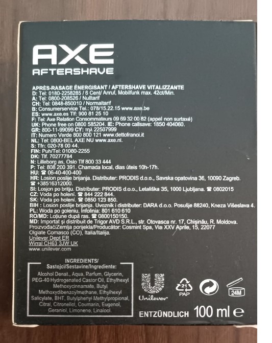 Official image of Aftershave ; Axe ; Peace Axe Shave published by OECD 2