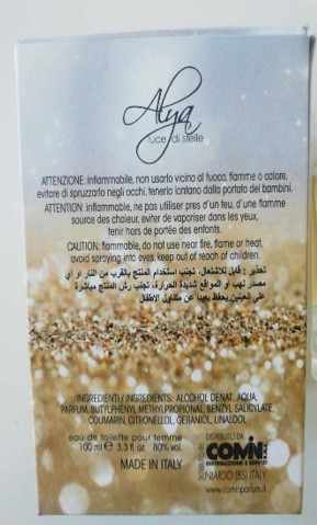 Official image of Eau de toilette ; Comin parfum ; ALYA LUCI DI STELLE published by OECD 2