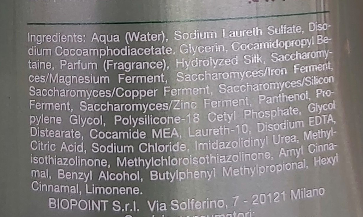 Official image of Shampoo ; Biopoint ; Lisco assoluto published by OECD 2