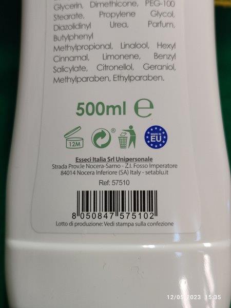 Official image of Body lotion ; Setablu ; Crema fluida corpo agli estratti di olio d'oliva published by OECD 4