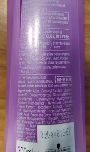 Official image of Hair conditioner ; TESTANERA ; Gliss published by OECD 3