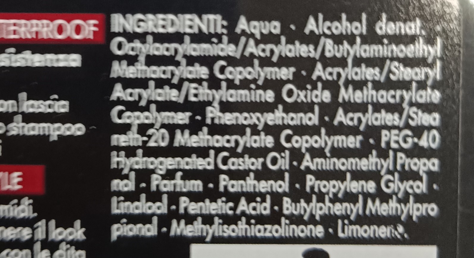 Official image of Hair gel ; TESTANERA ; Power gel published by OECD 2