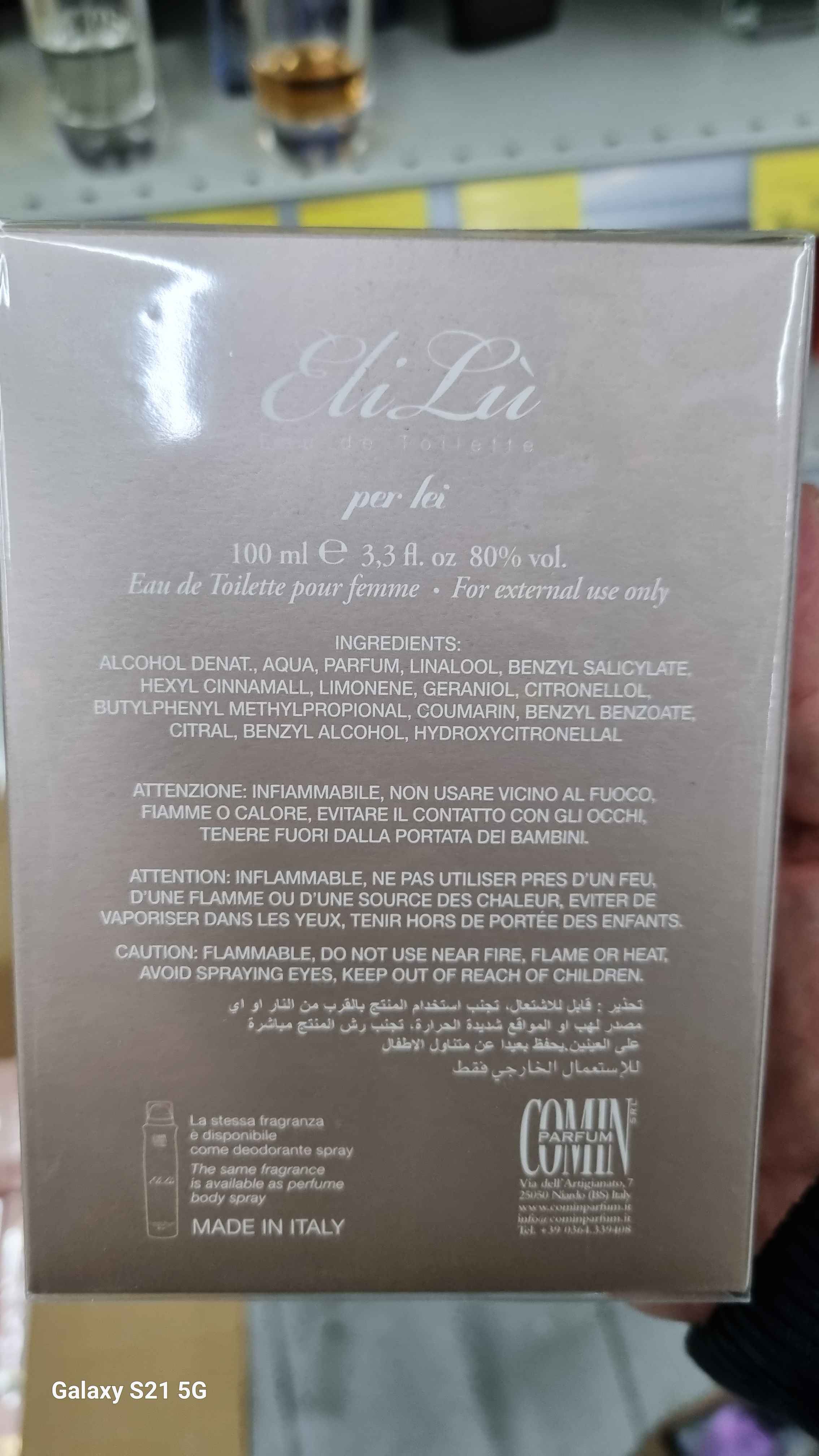 Official image of Eau de toilette ; Comin parfum ; EliLù published by OECD 2