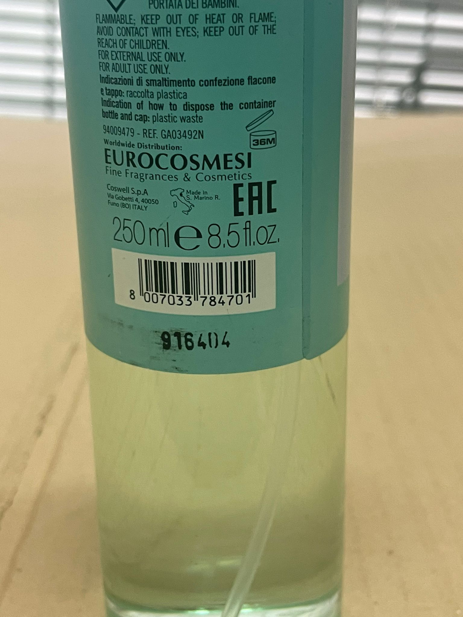 Official image of Scented body water ; Elementi di Byblos ; Mare published by OECD 2