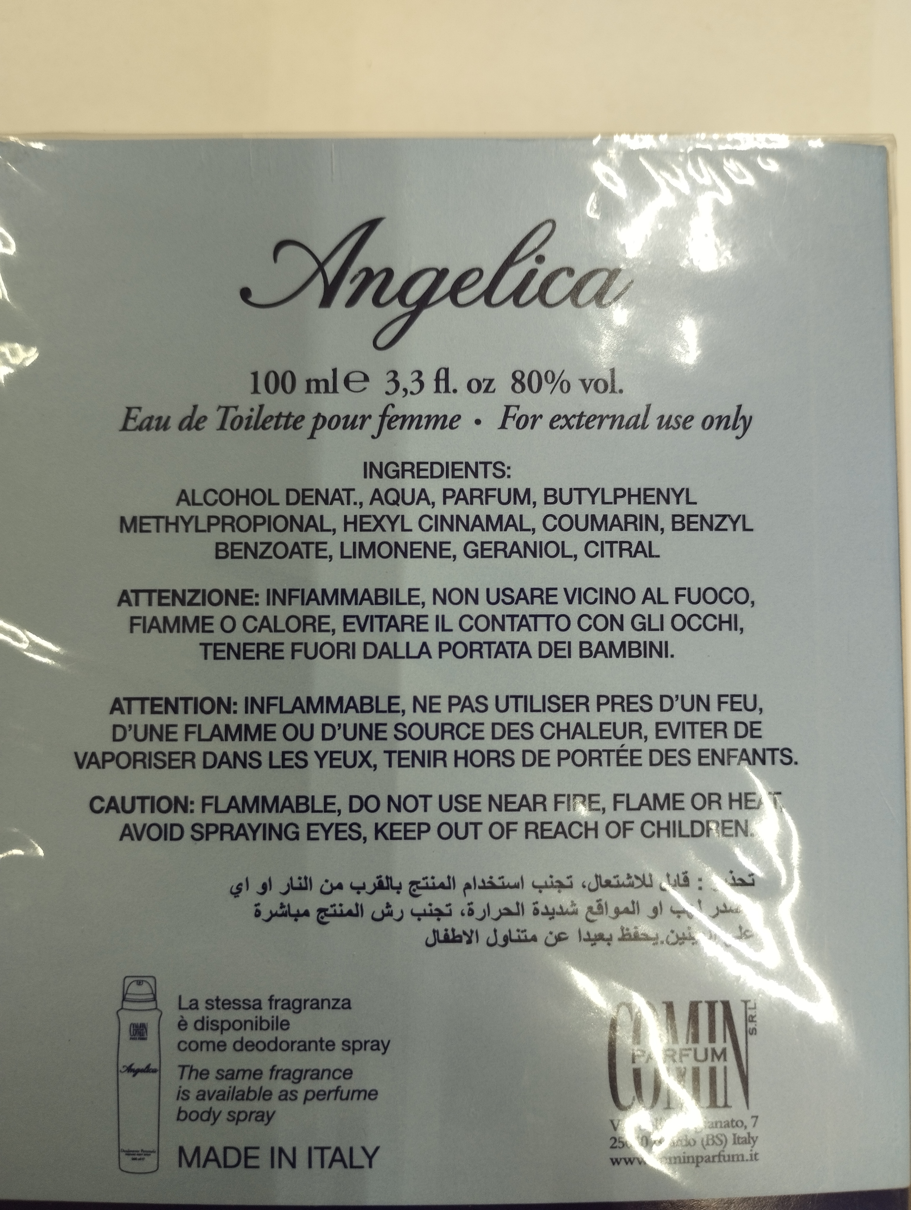 Official image of Eau de toilette ; Comin parfum ; Angelica published by OECD 2