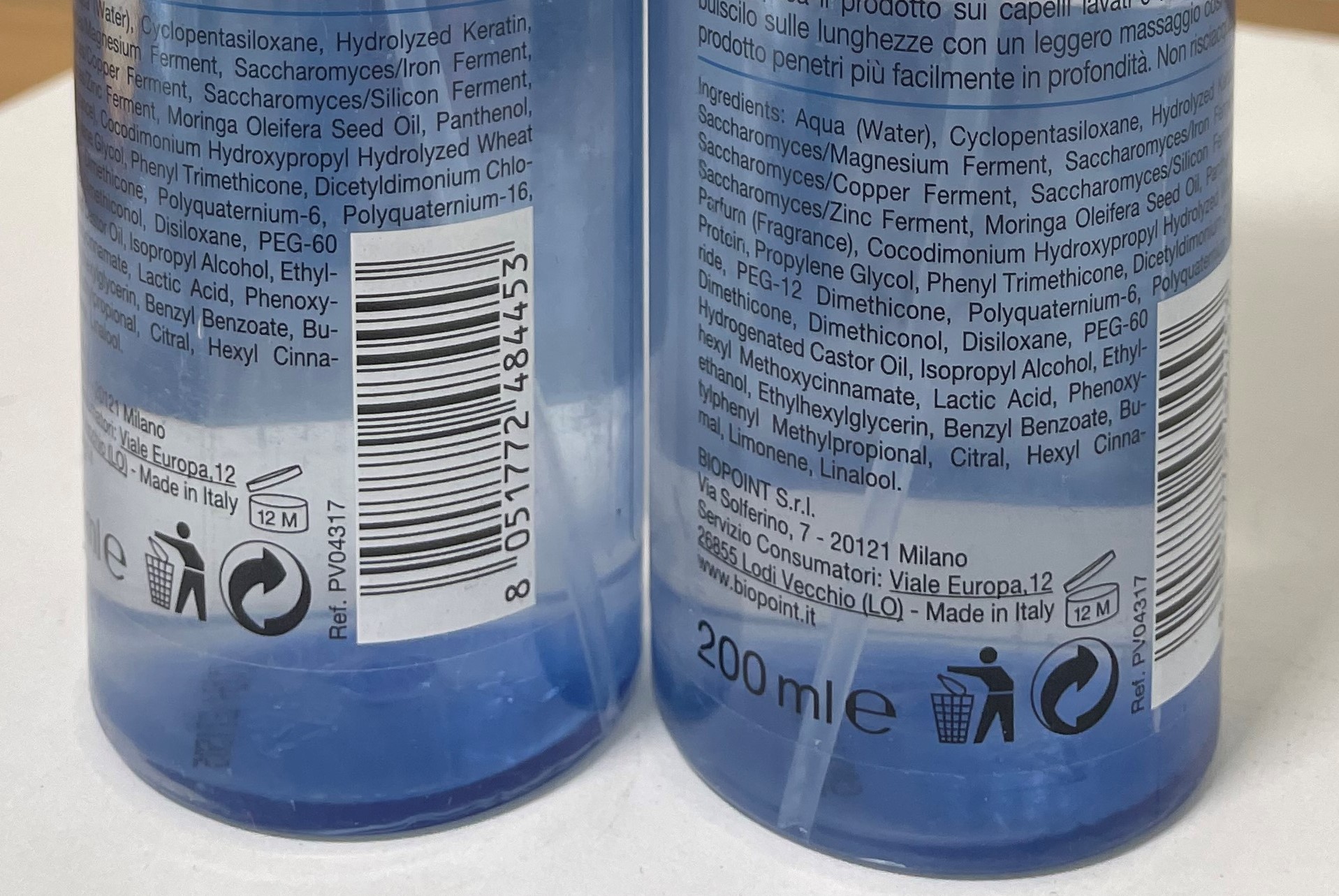 Official image of Hair conditioner ; Biopoint ; Balsamo Istantaneo bi-fase published by OECD 3