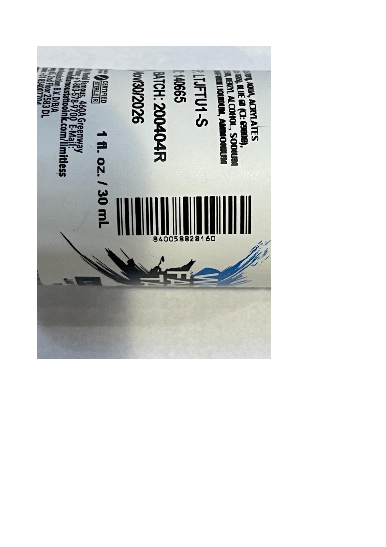 Official image of Tattoo ink ; WORLD FAMOUS TATTOO INK LIMITLESS ; Jay Freestyle Turquoise published by OECD 4
