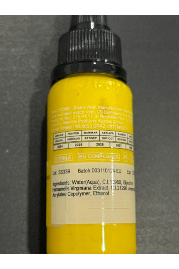 Official image of Tattoo ink ; INTENZE ; GEN-Z LEMON YELLOW published by OECD 3