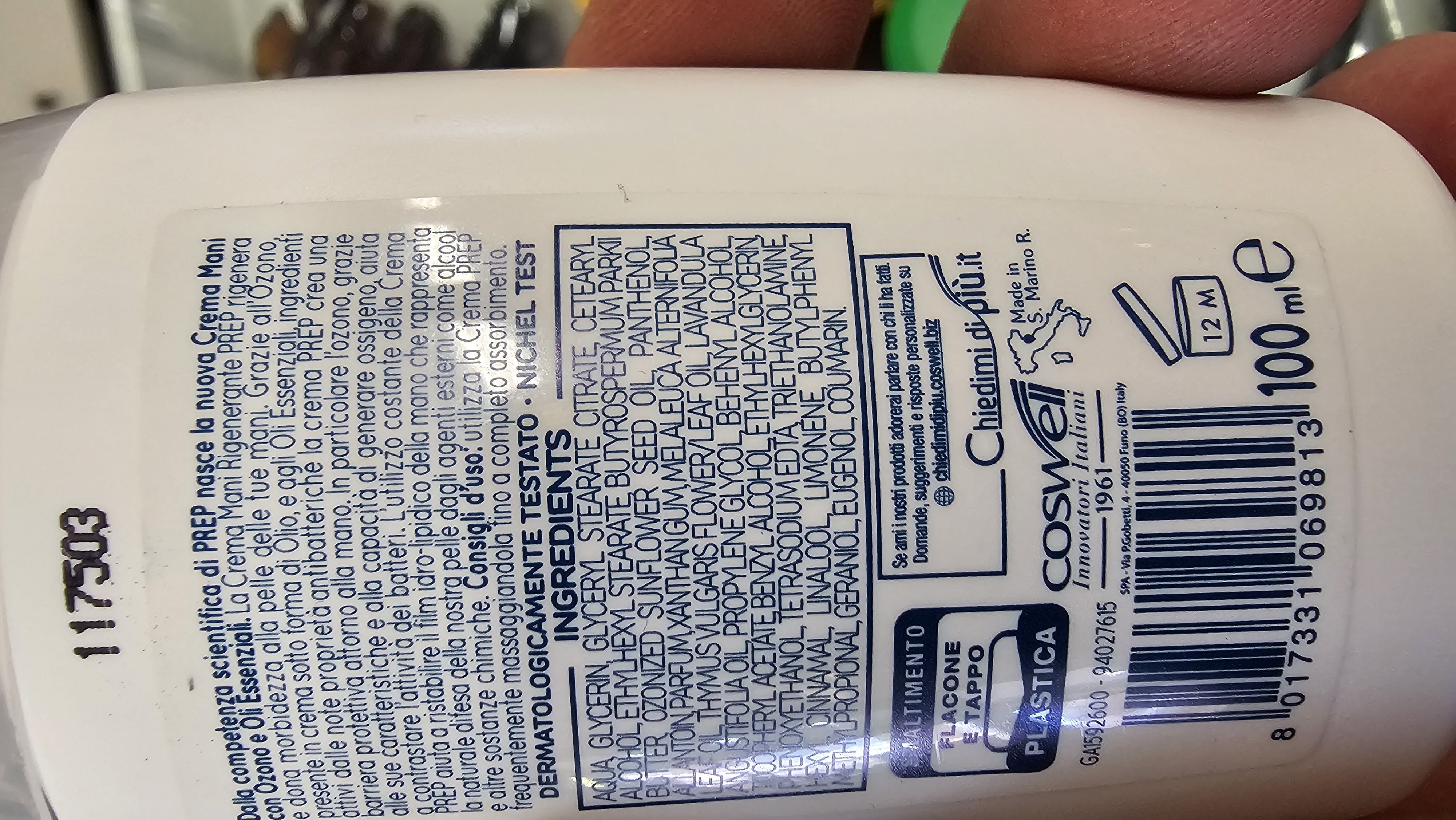 Official image of Hand cream ; Prep ; Crema mani rigenerante published by OECD 2