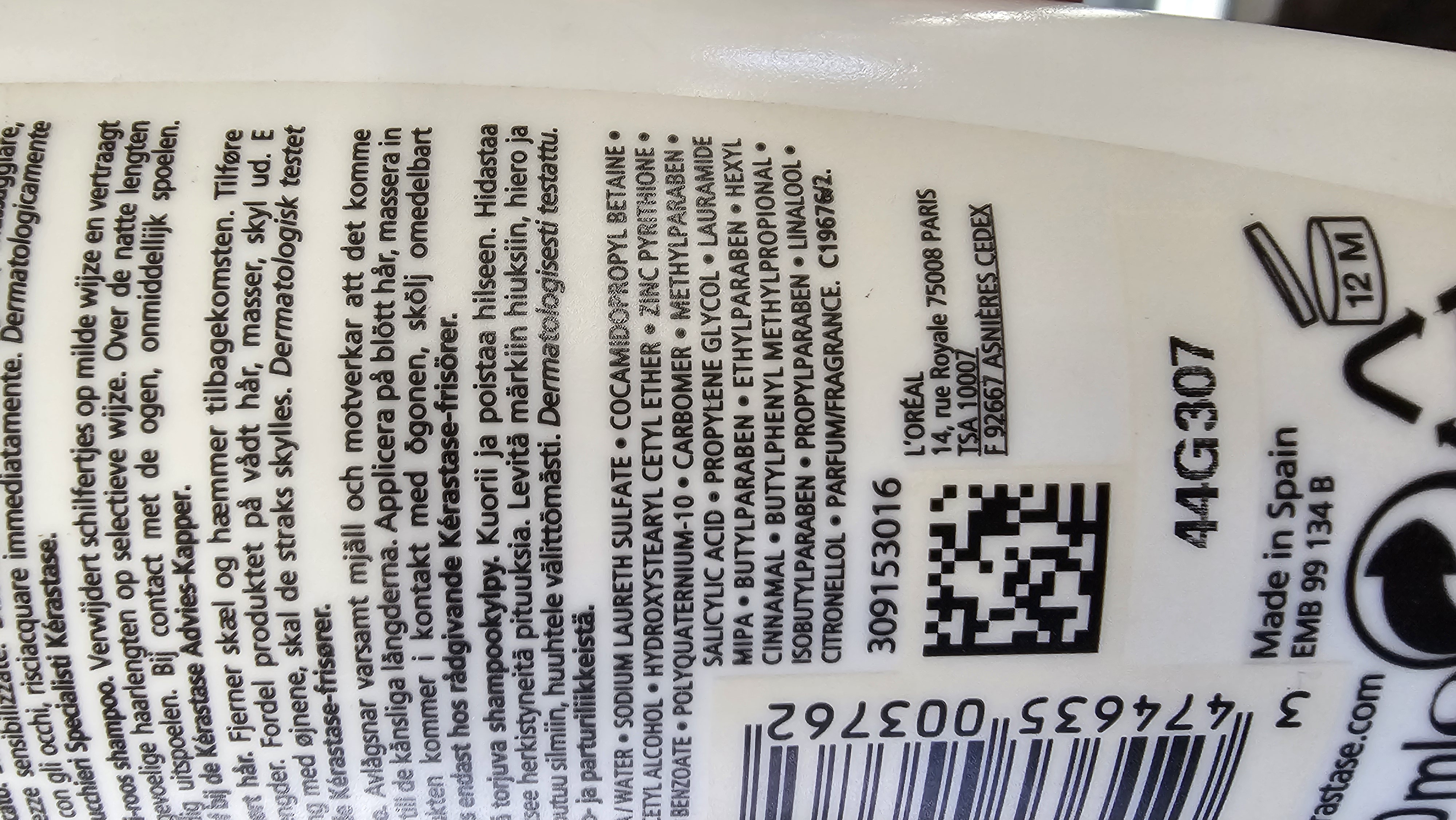 Official image of Shampoo ; Kerastase ; Specifique published by OECD 2