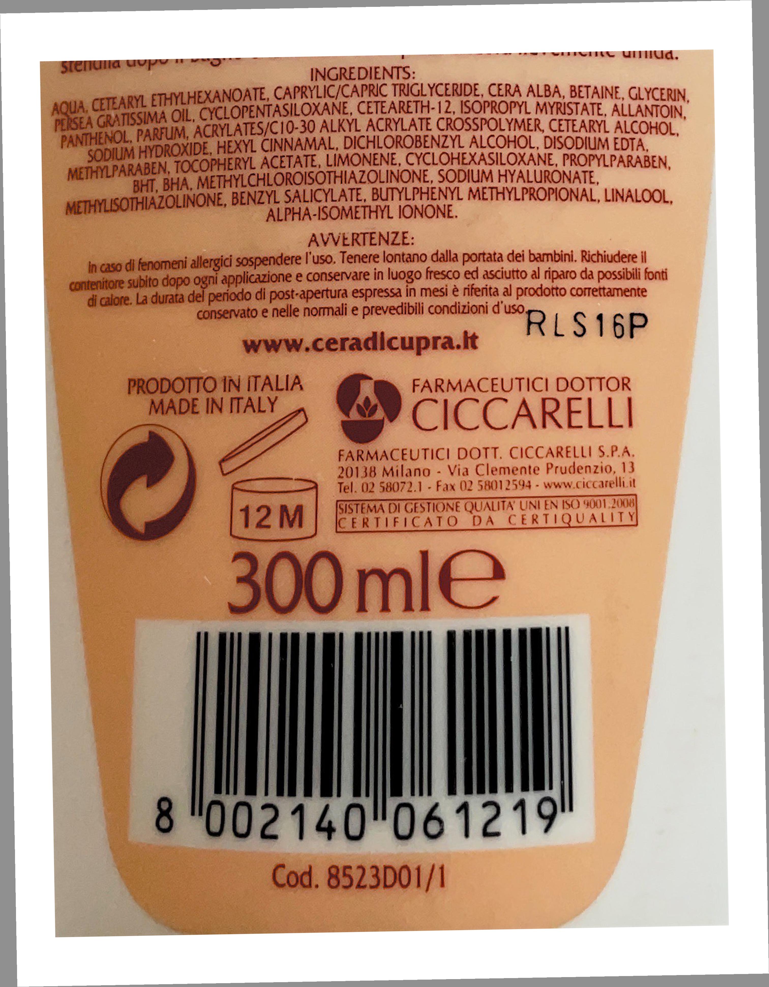 Official image of Body lotion ; CERA DI CUPRA ; Ricette di bellezze published by OECD 2
