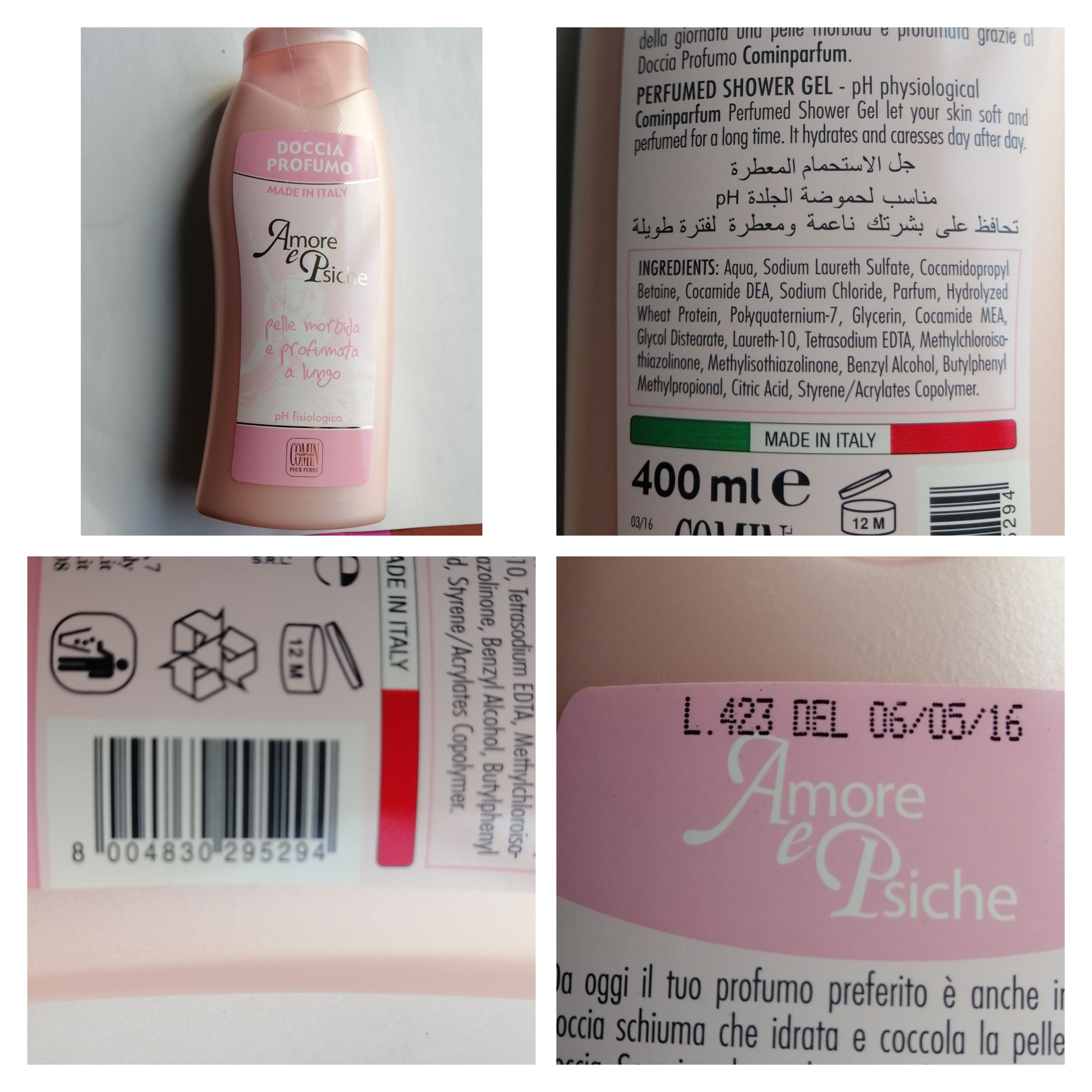 Official image of Bath and shower gel ; Comin parfum ; Amore e Psiche published by OECD