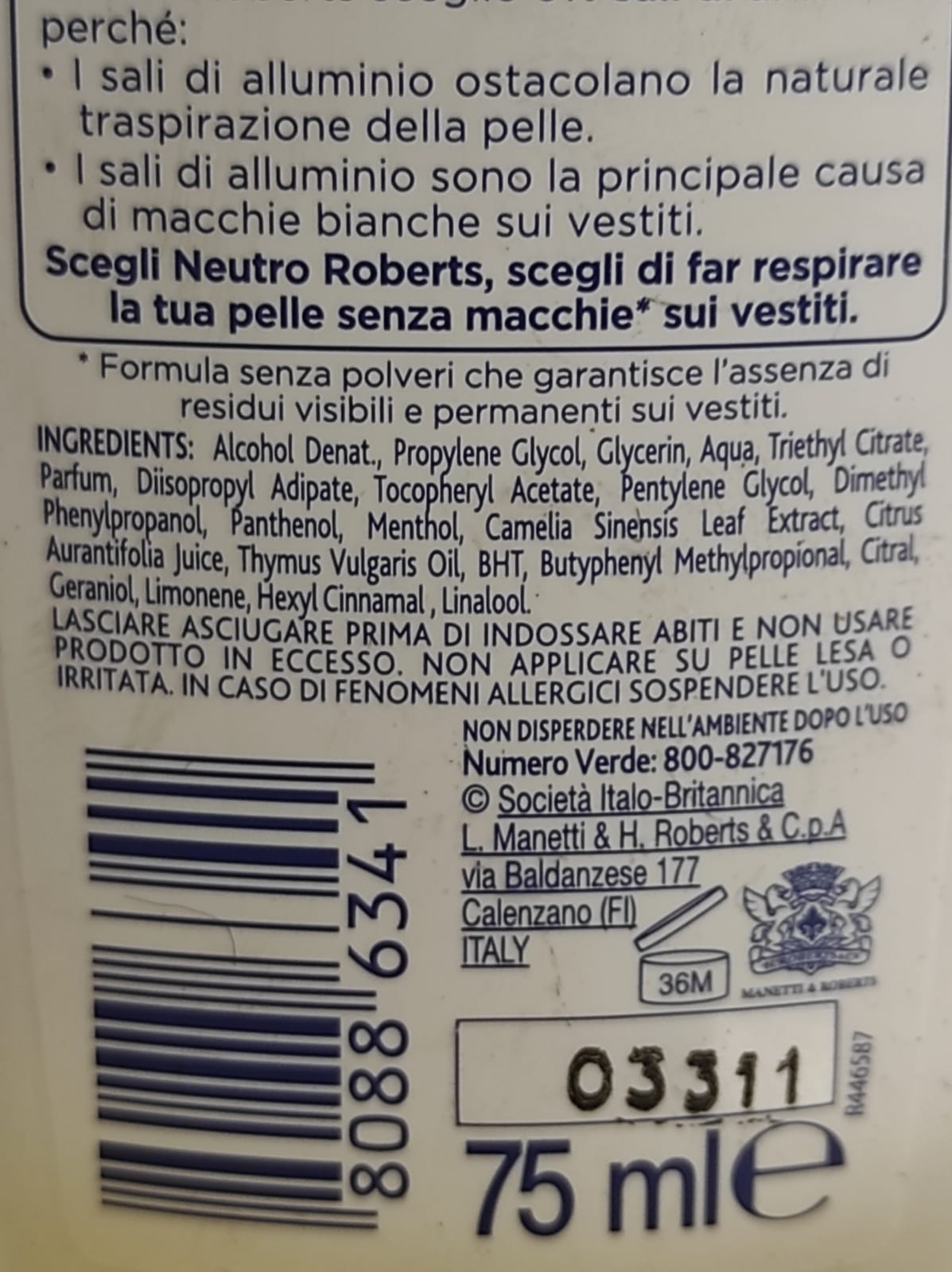 Official image of Deodorant ; Neutro Roberts ; fresco published by OECD 2