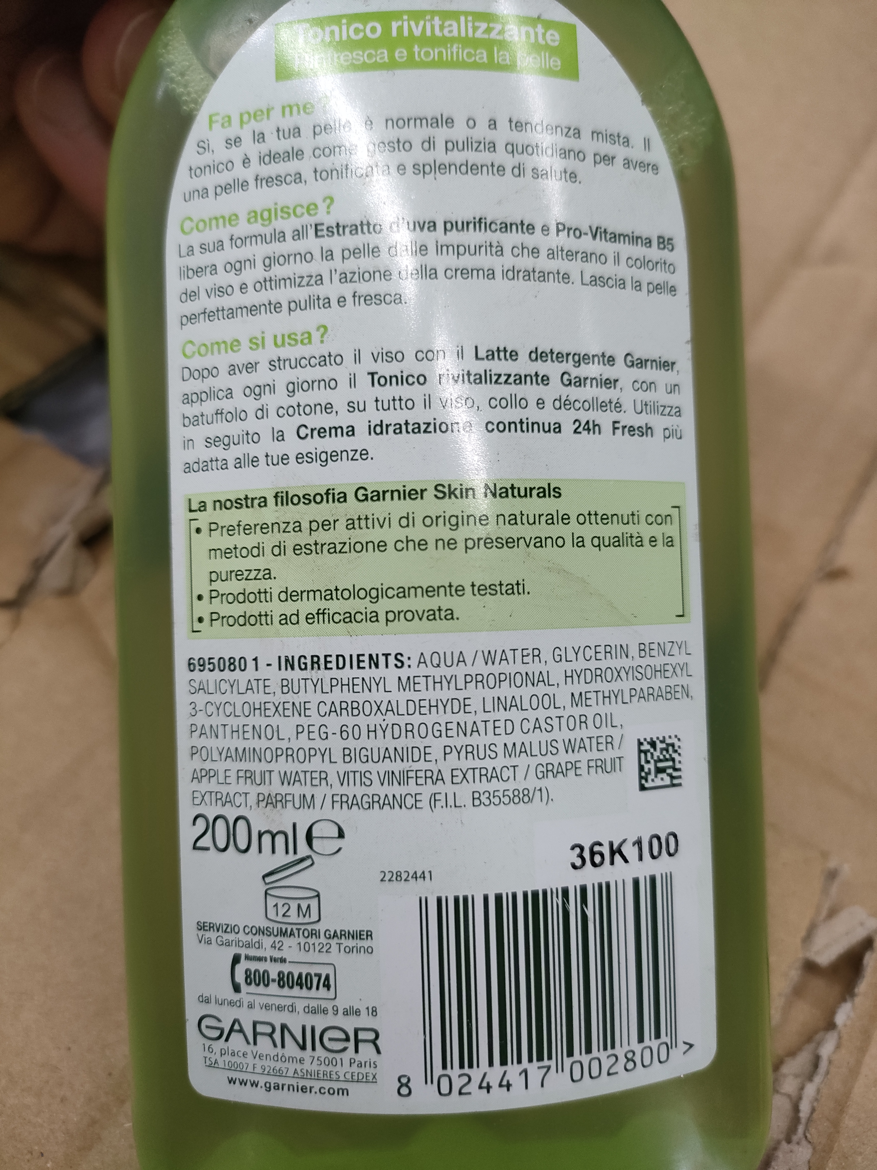 Official image of Face tonic ; Garnier ; Fresh essential published by OECD 2