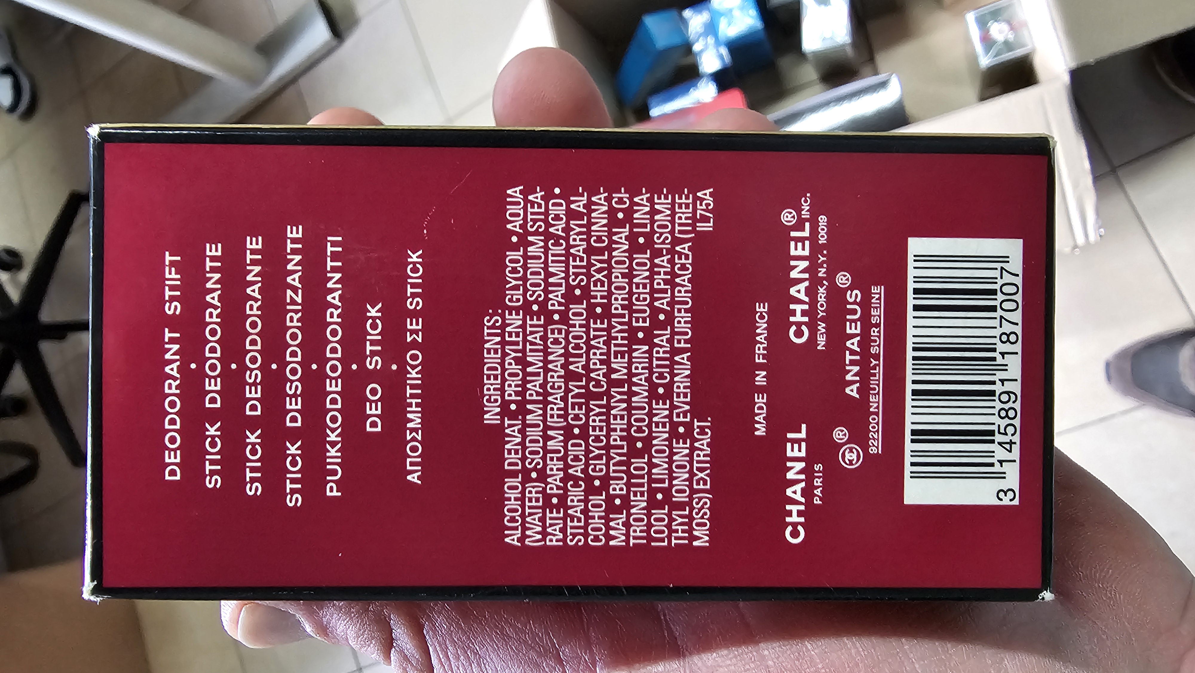 Official image of Deodorant ; Chanel ; Antaeus published by OECD 2