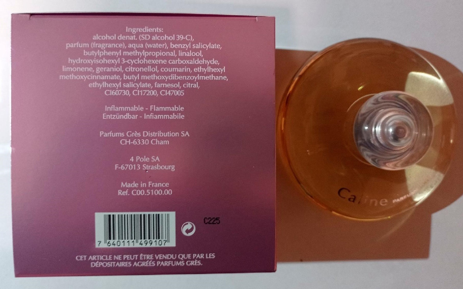 Official image of Perfume ; Parfums GRES ; Caline published by OECD 2
