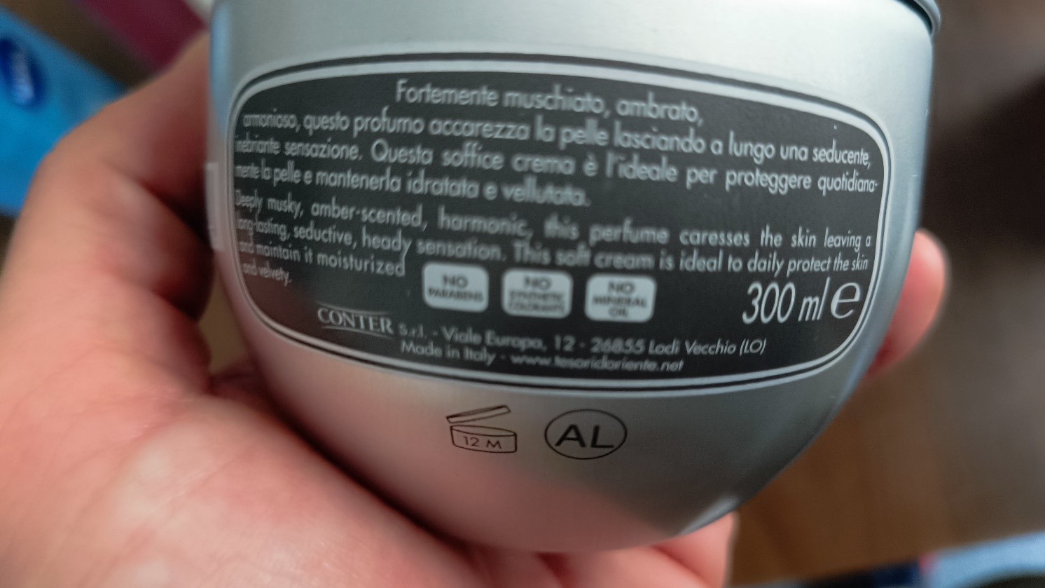 Official image of Body cream ; Tesori d'Oriente ; Muschio Bianco published by OECD 2