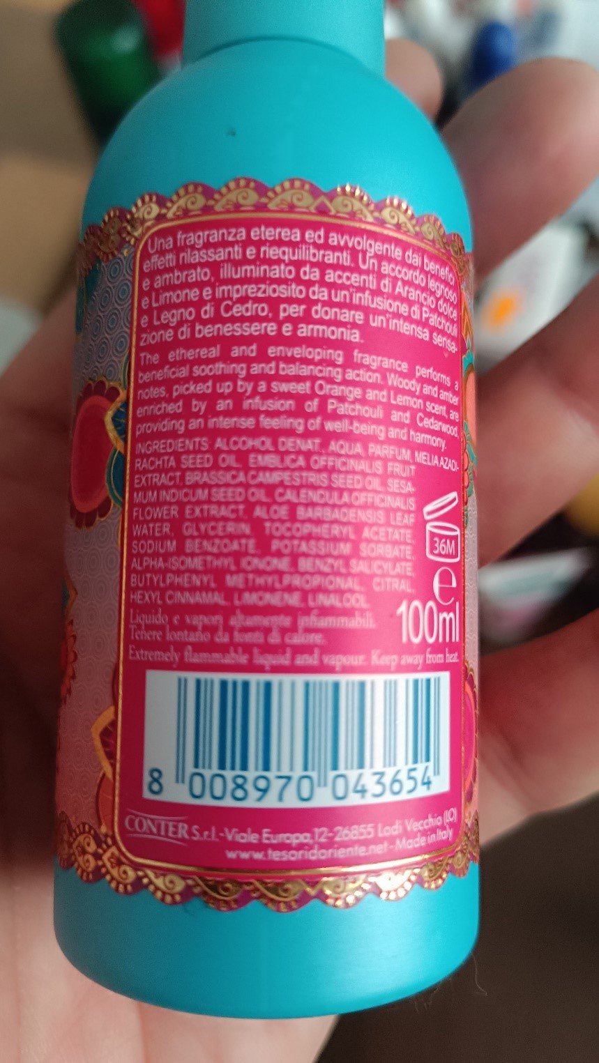 Official image of Perfume ; Tesori d'Oriente ; Ayurveda published by OECD