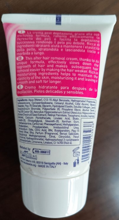 Official image of Body cream ; Naturaverde ; Crema post depilazione idratante published by OECD 2
