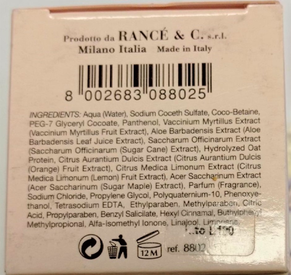 Official image of Shampoo ; RNC Bio Cosmetique ; Hair Treatment con RNC 21K published by OECD 3