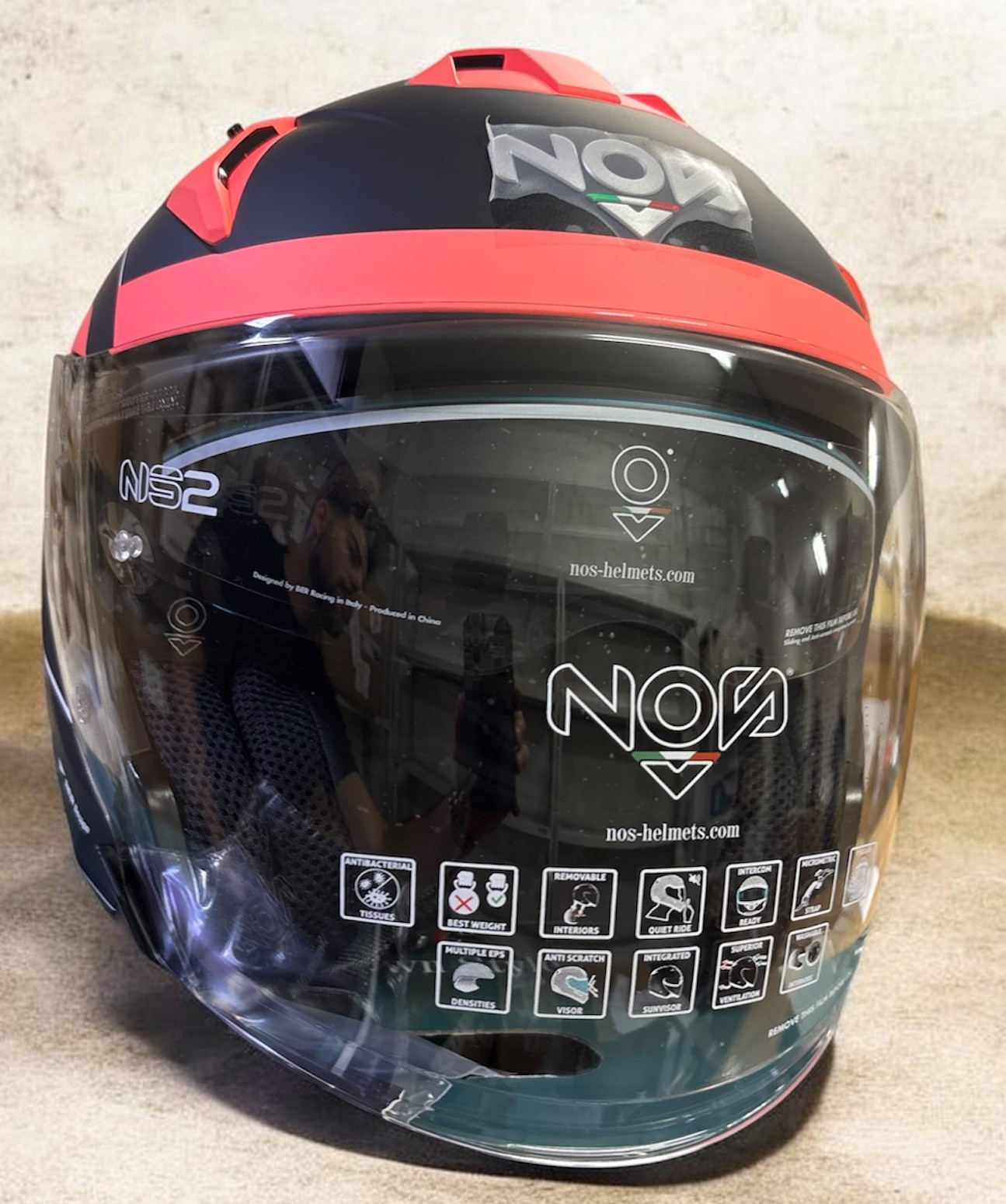 Official image of Motorcycle helmet ; NOS ; New Own Style published by OECD 2