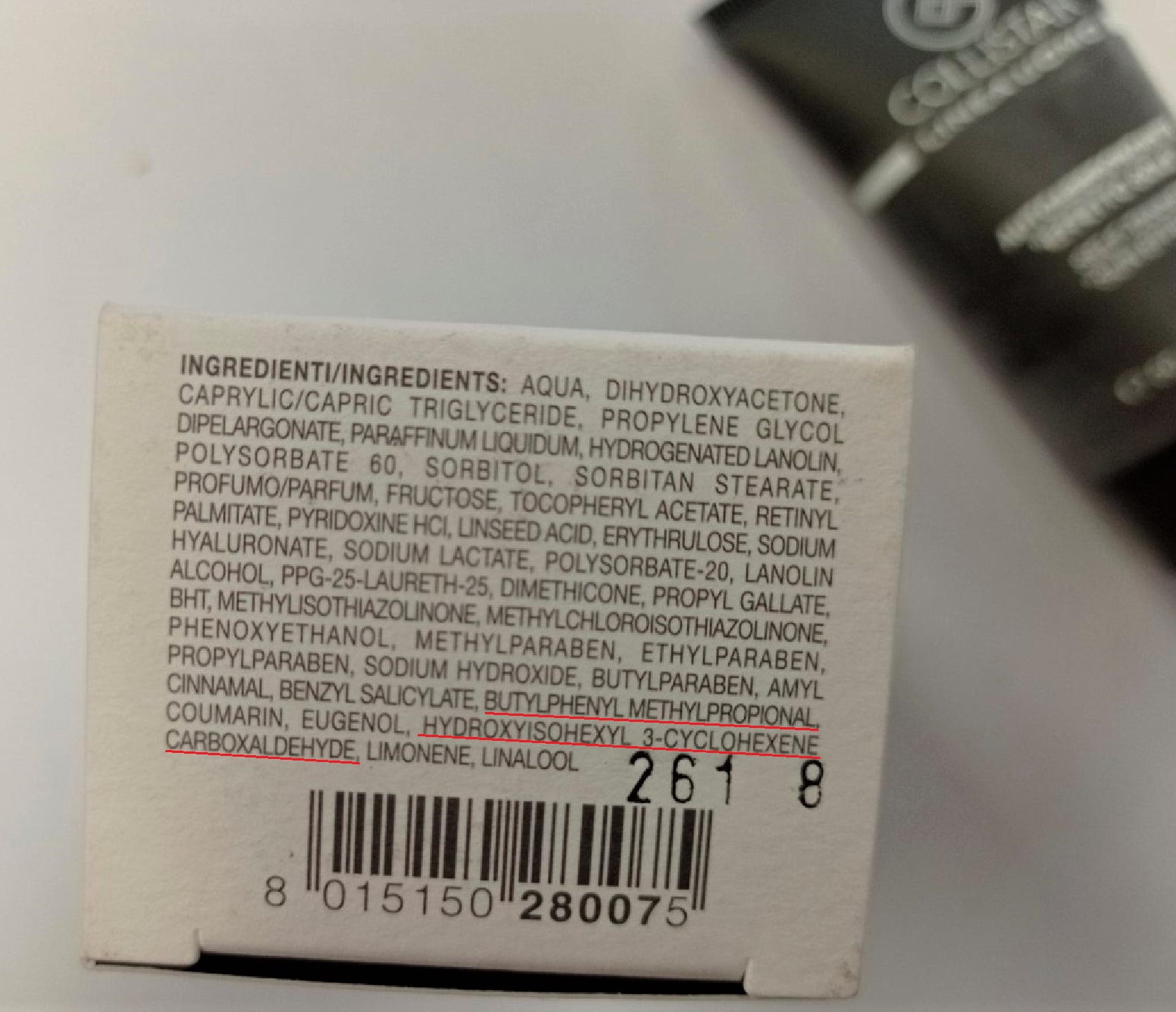 Official image of Tanning cream ; Collistar ; Autoabbronzante "effetto sole" published by OECD 2