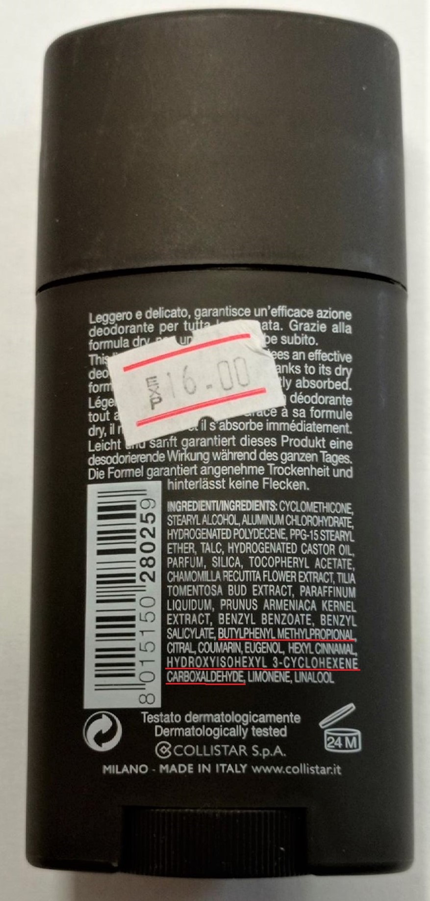 Official image of Deodorant ; Collistar ; Linea Uomo published by OECD 2