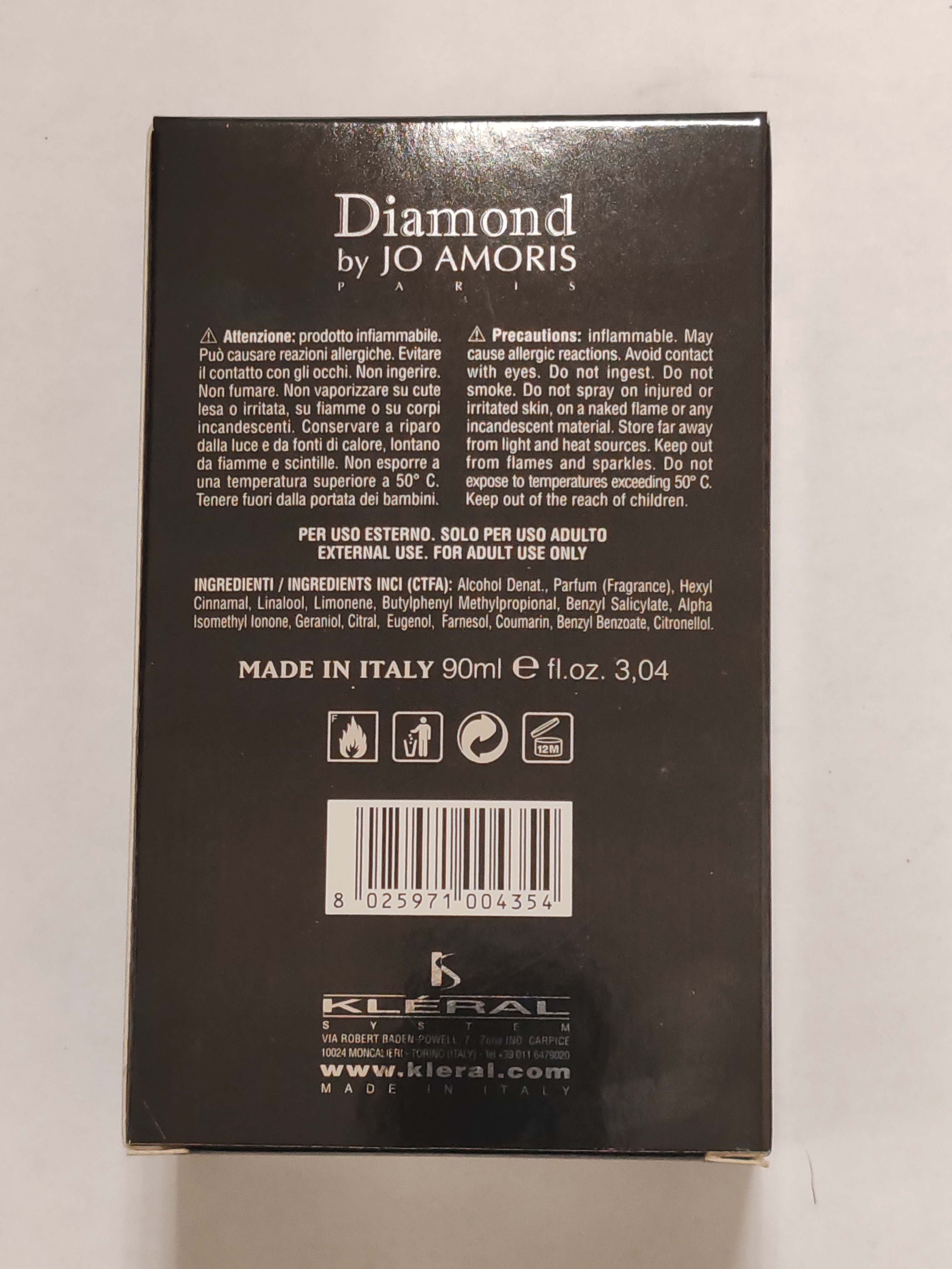 Official image of Perfume ; Kleral ; Diamond by Jo Amoris published by OECD 2