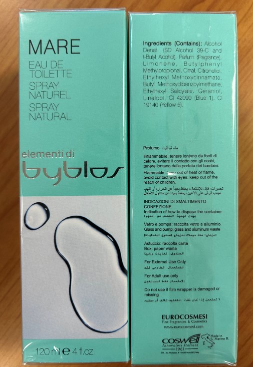 Official image of Eau de toilette ; Elementi di Byblos ; Mare published by OECD