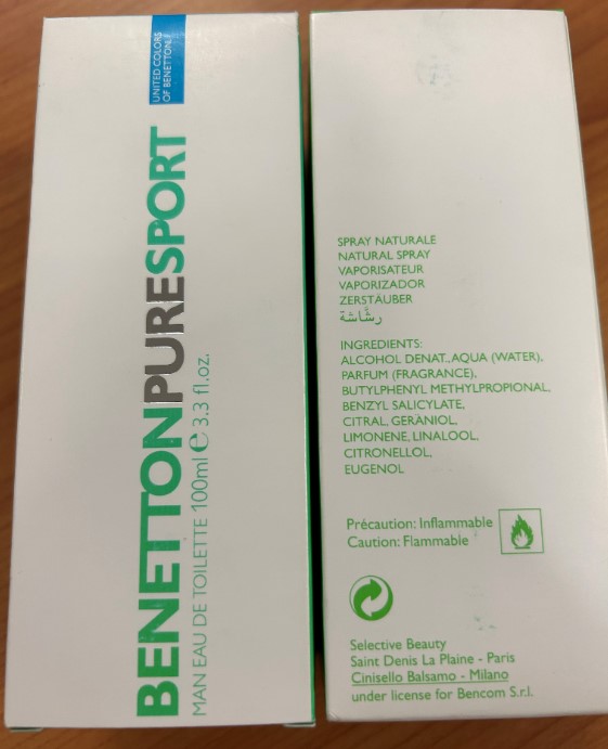 Official image of Eau de toilette ; BENETTON ; Pure Sport published by OECD