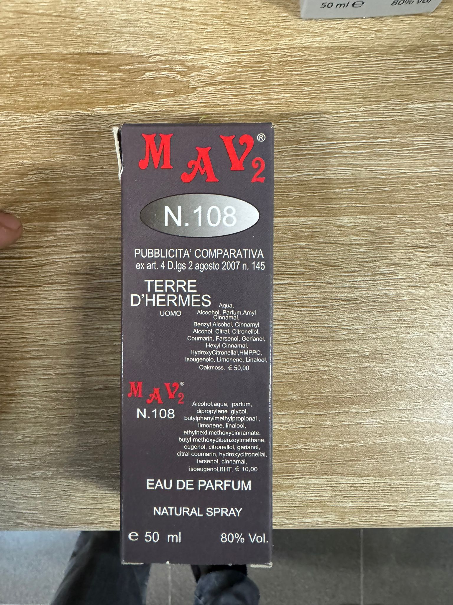 Official image of Perfume ; mav 2 ; Terre D'Hermes n. 108 published by OECD