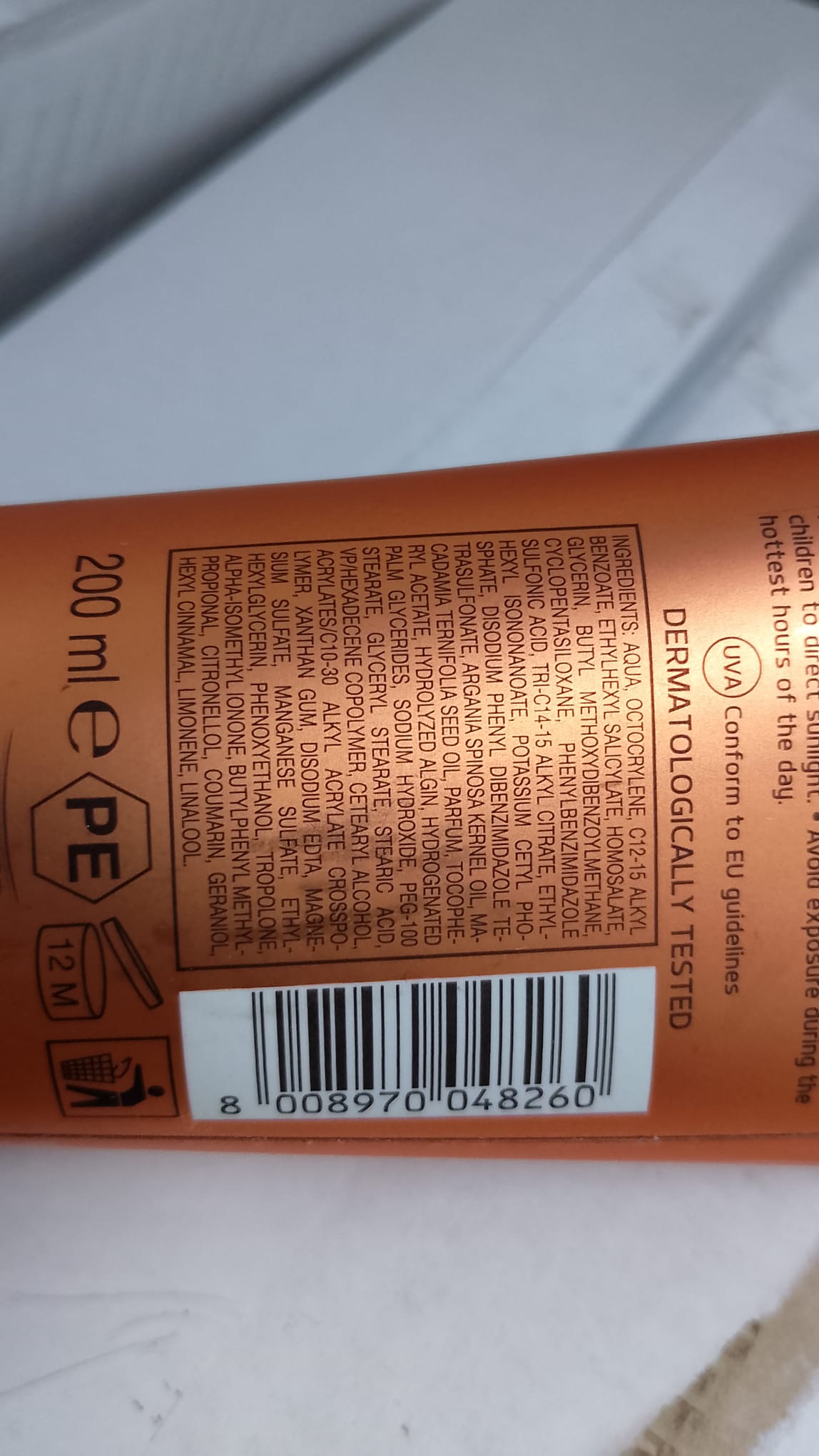 Official image of Sun protection milk ; Leocrema ; Latte protettivo idratante published by OECD 2