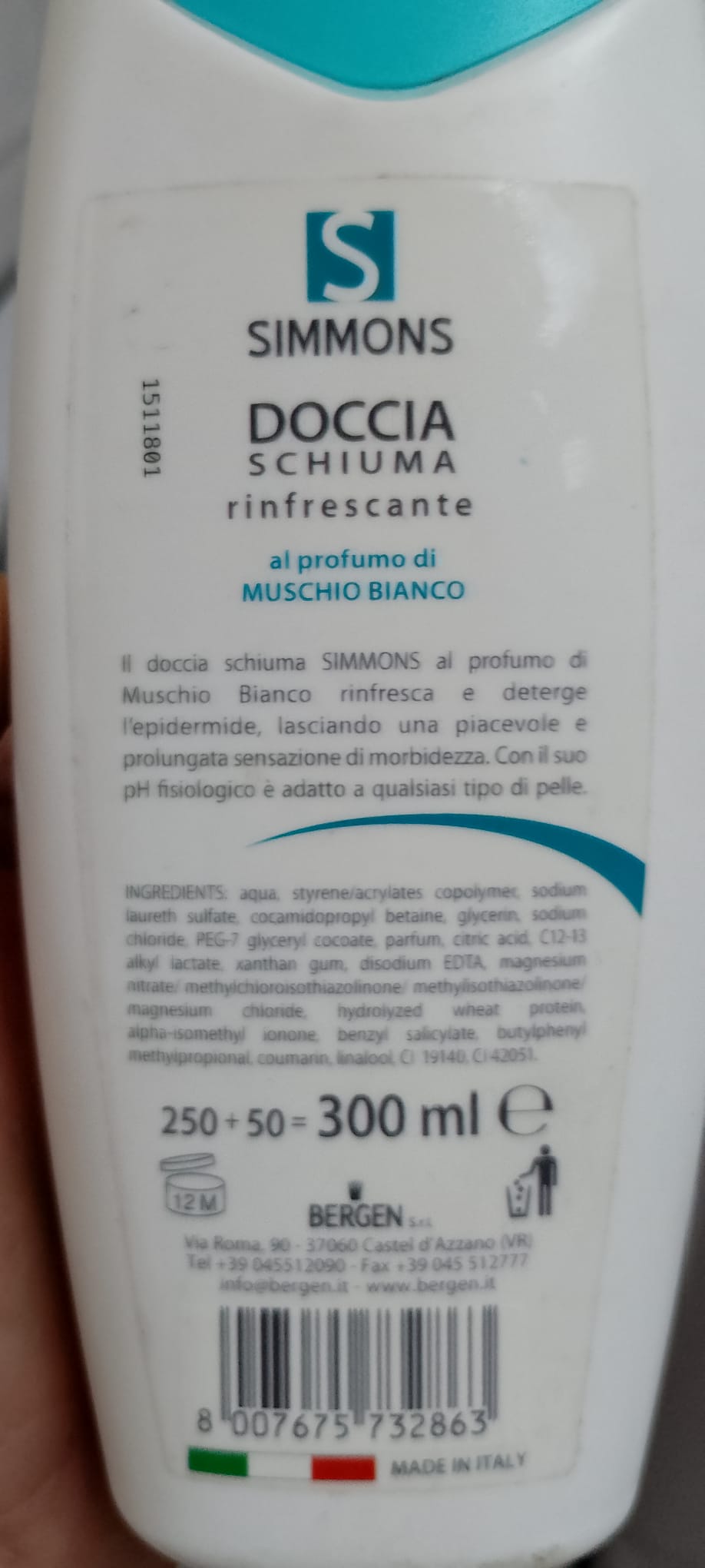 Official image of Shower foam ; Simmons ; S al profumo di MUSCHIO BIANCO published by OECD