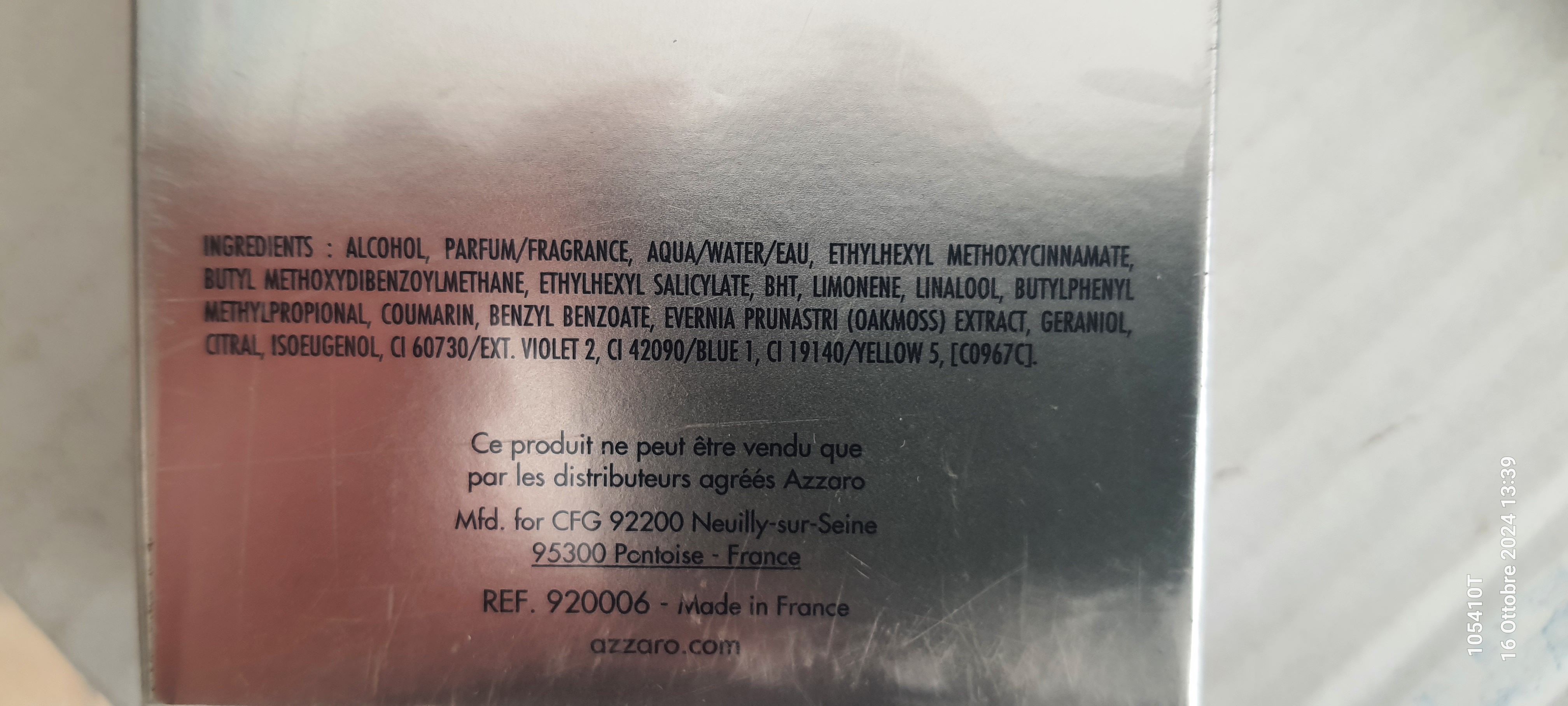 Official image of Eau de toilette ; Azzaro ; Chrome published by OECD