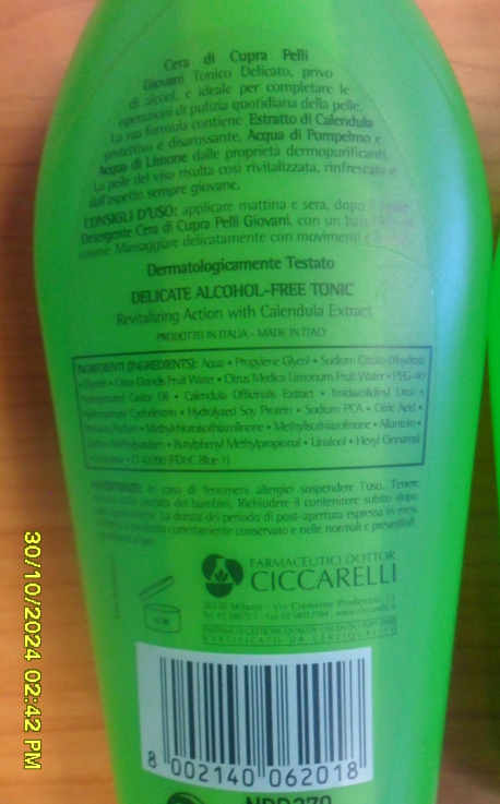 Official image of Face tonic ; CERA DI CUPRA ; Pelli giovani Tonico Delicato published by OECD 3