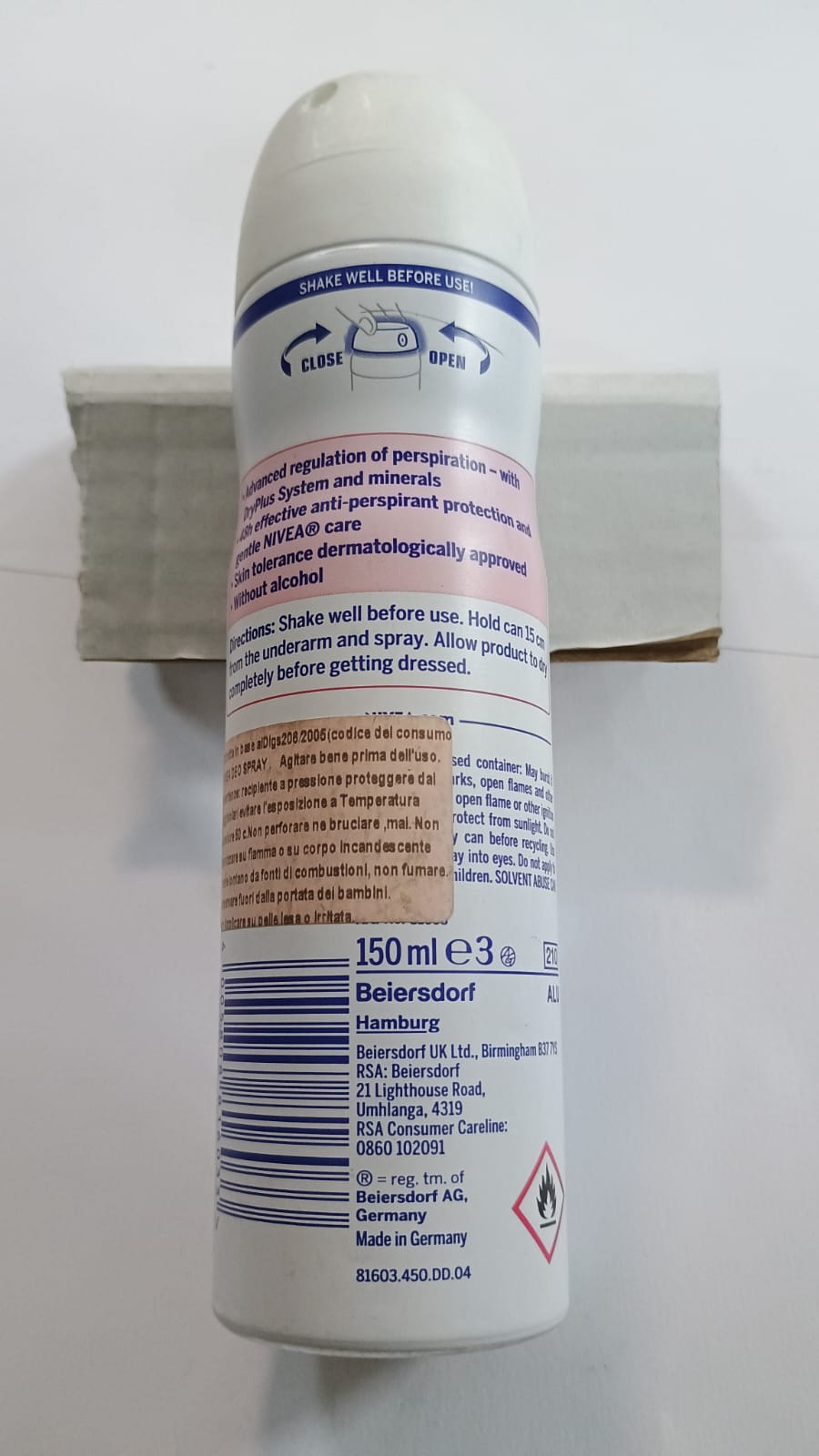 Official image of Deodorant ; Nivea ; anti-perspirant - dry Confidence plus published by OECD 2