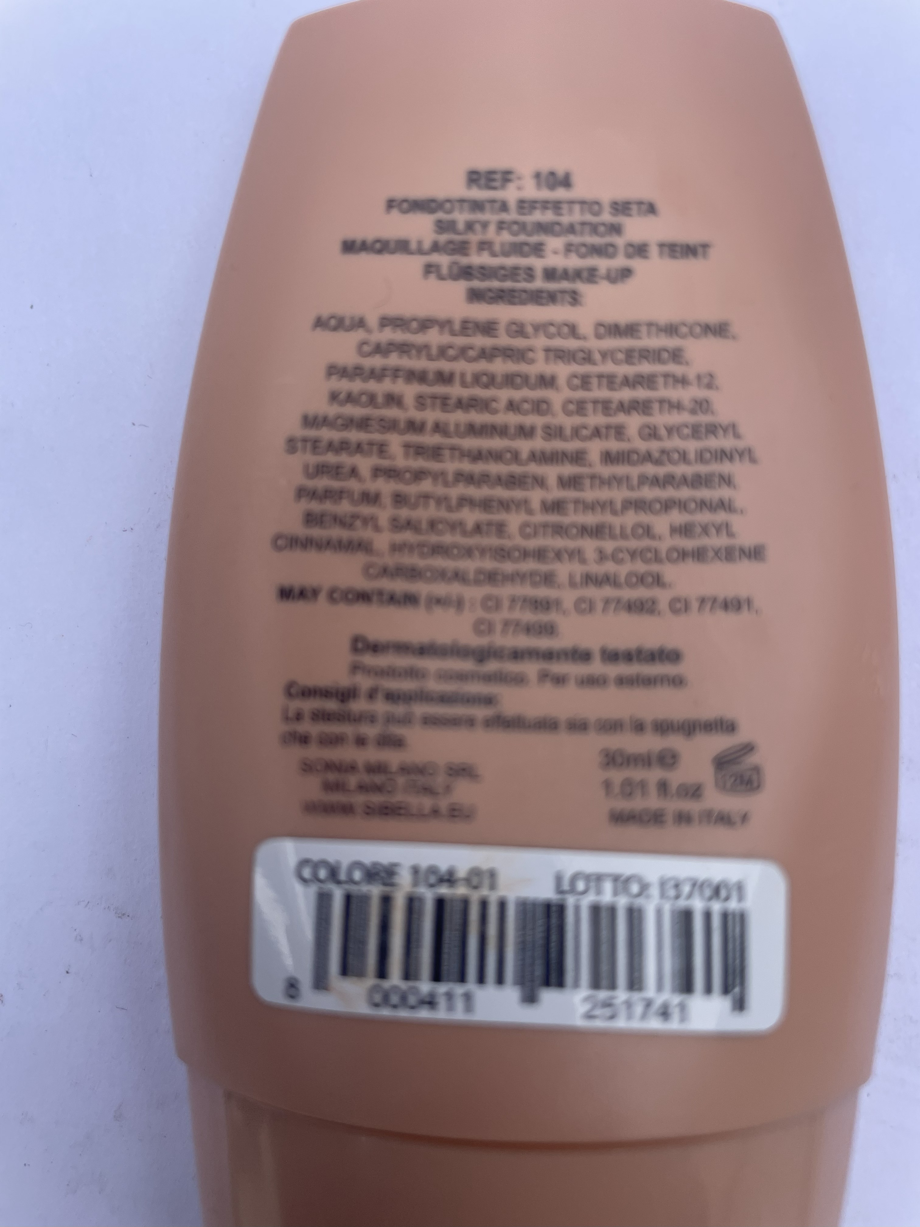 Official image of Foundation ; Sibella ; Fondotinta effetto Seta published by OECD 2